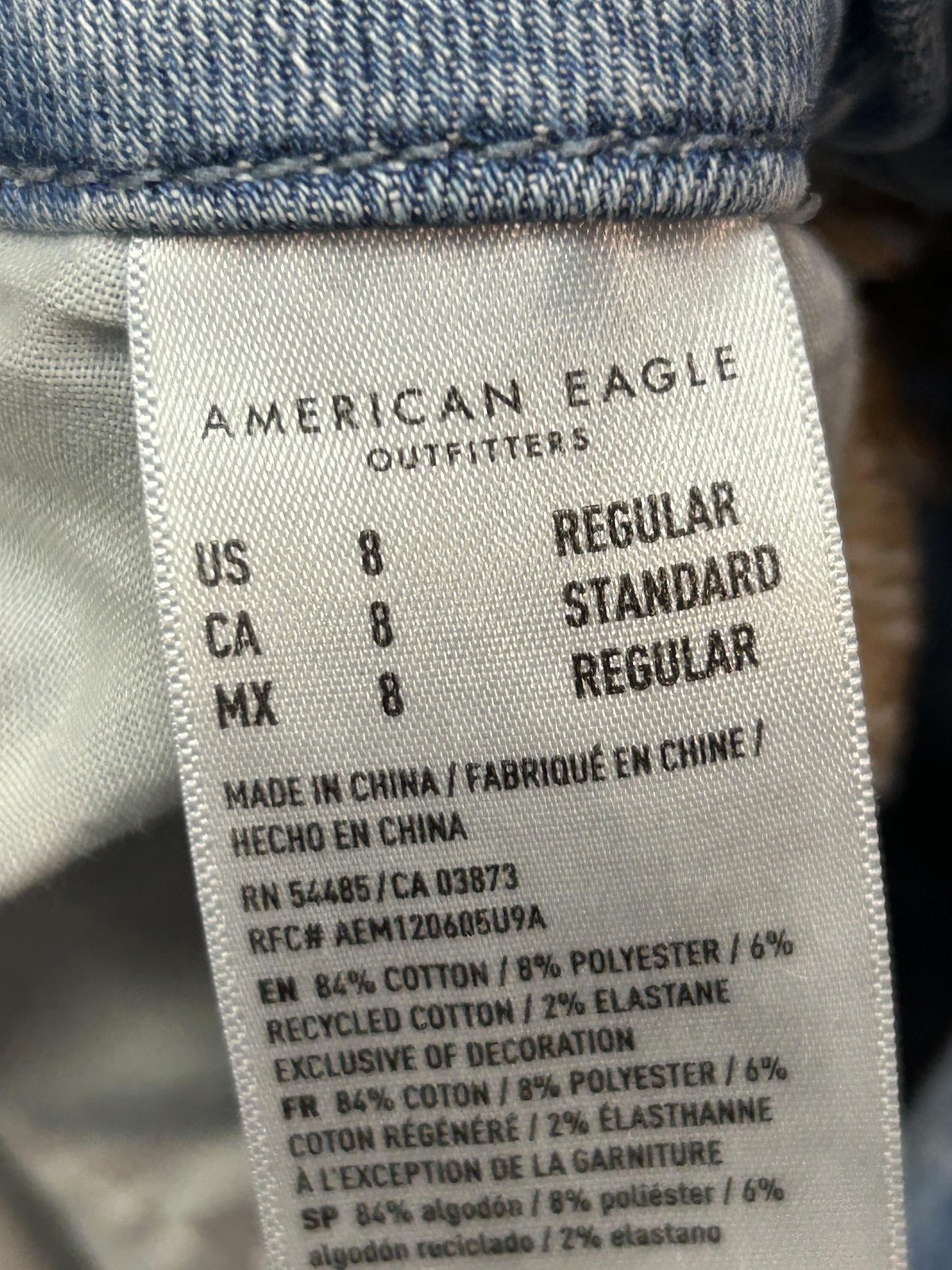 American Eagle Jegging Jeans Womens 8 Blue Light Wash High Rise Distressed