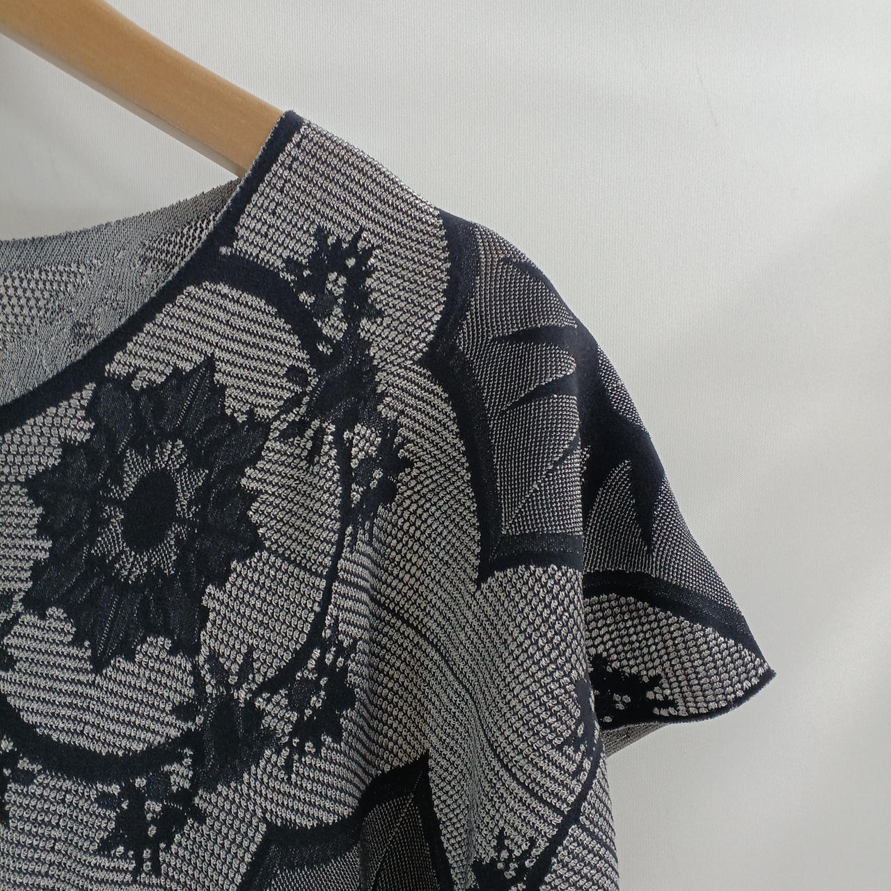 Pleats Please Blk Pattern Short Sleeve Flare Top 80cm 80cm Sleeve