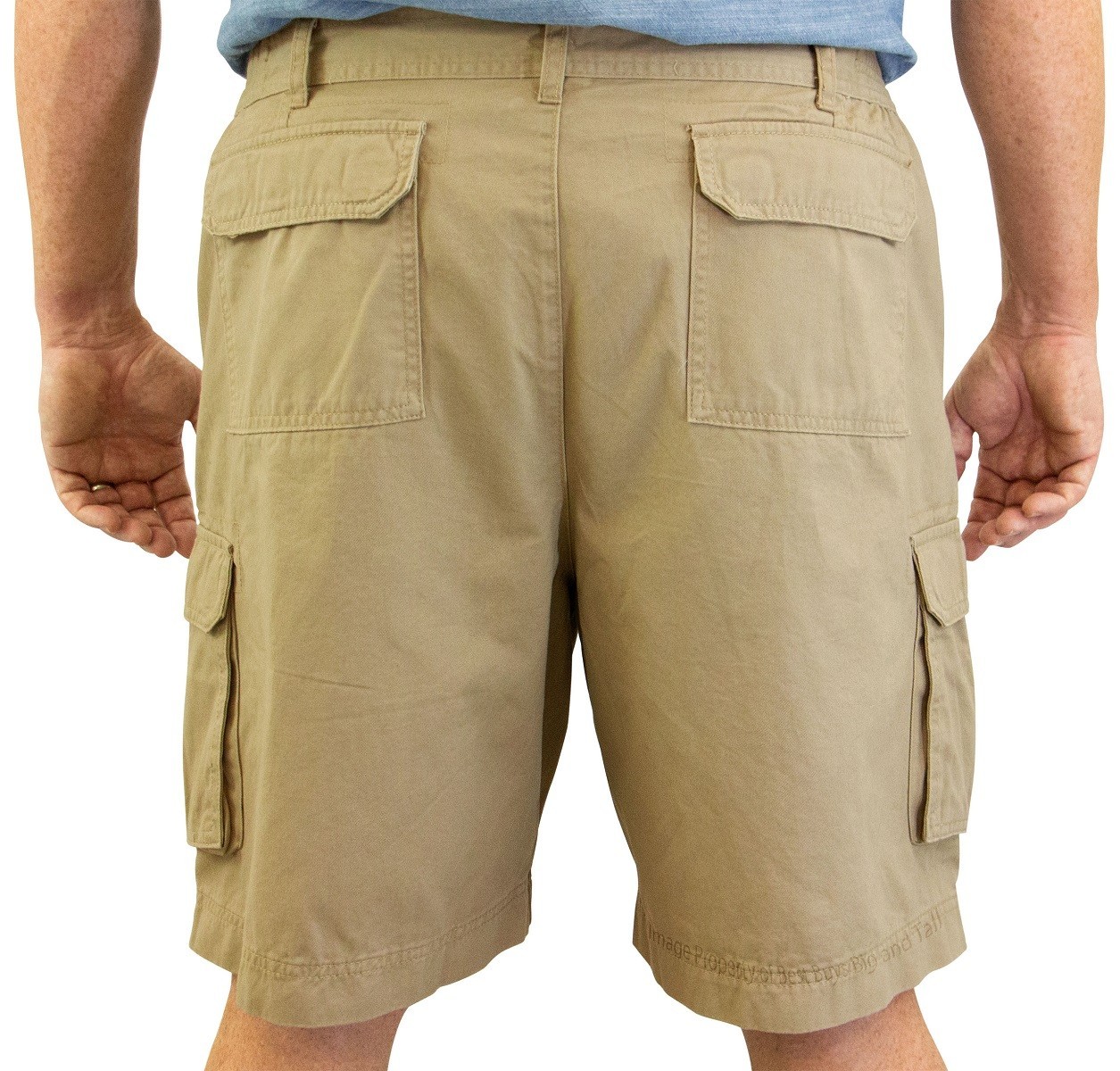 ROCXL Cargo Shorts with Expandable Waist Back Pocket Flaps – KHAKI Size 48 to 54