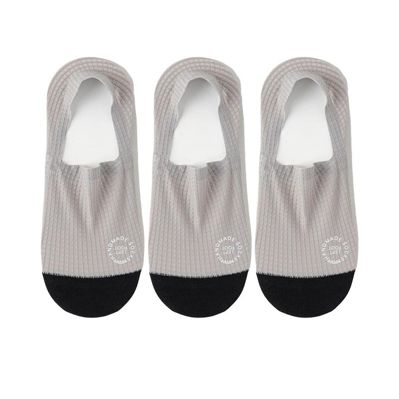 3Pairs Men Invisible Socks No Show Thin Breathable Waffle Boat Low Cut Mesh Sox