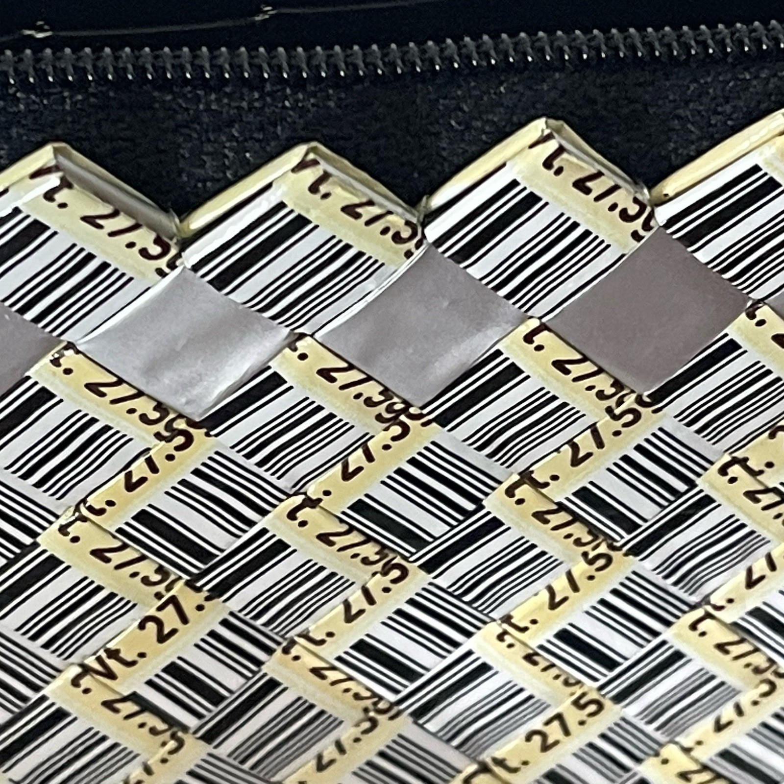 Handmade Upcycled Barcode Wristlet Zip Pouch Wallet Size Candy Wrapper Bag