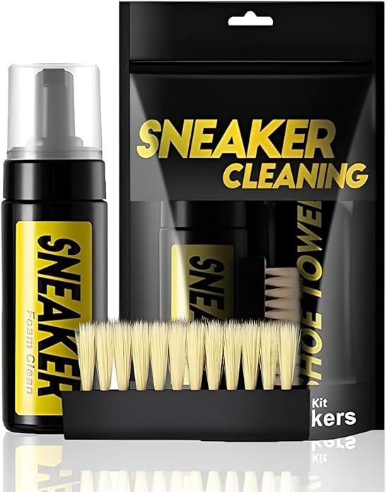 Sports Shoes Cleaning Set – Water Free Foam 5.3 oz With Brush & Cloth – For Whit