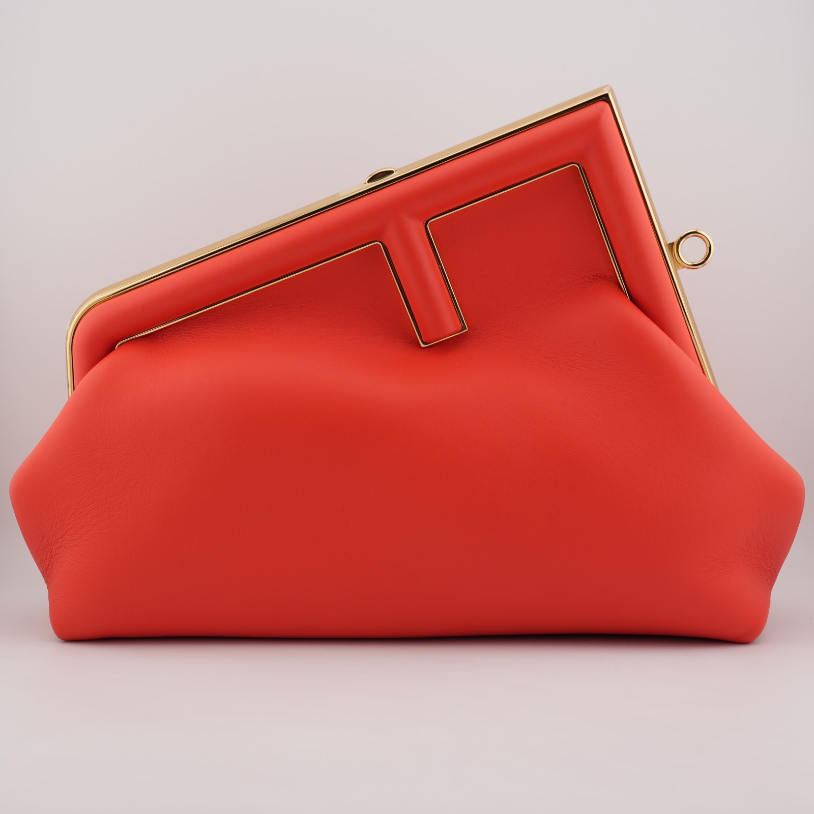 Fendi Shiny Nappa Small Fendi First Tulipano 1872982 Orange Leather Shoulder Bag