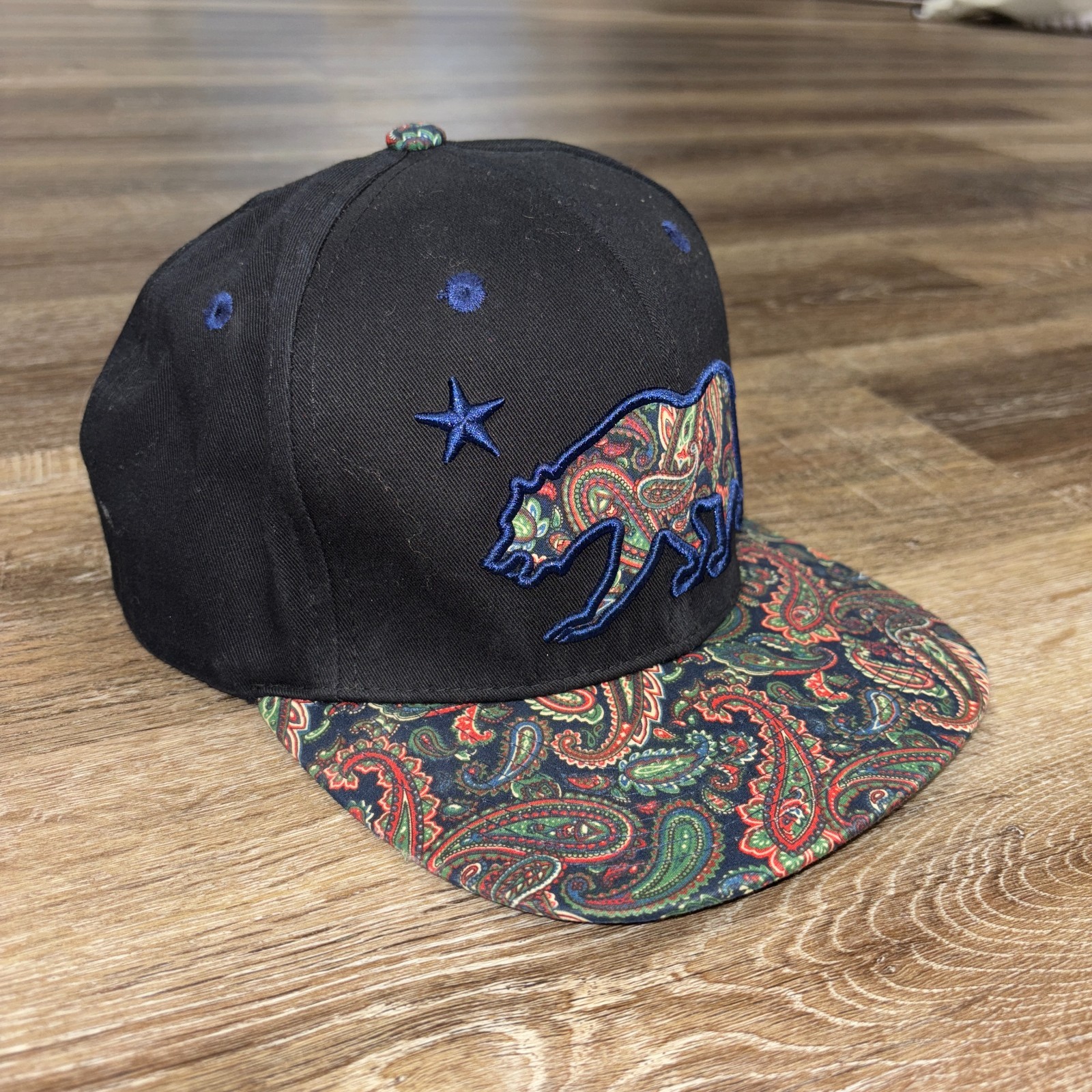 Top Level California Republic Bear Flat Brim Adjustable Snapback Hat Cap
