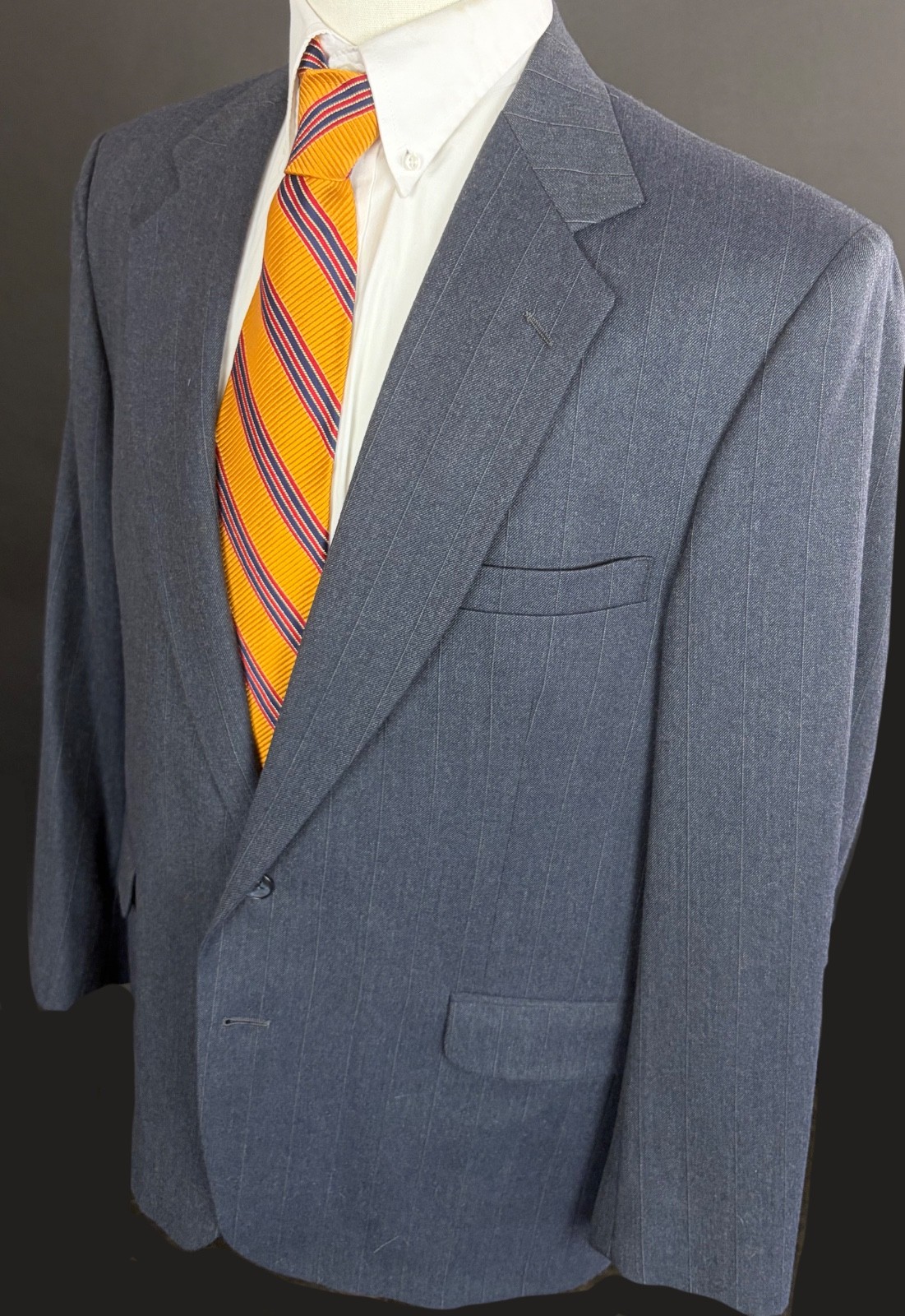 Vintage Jules Pilch Suit Gray Pinstripe 2-Piece Classic Tailored Menswear 44R