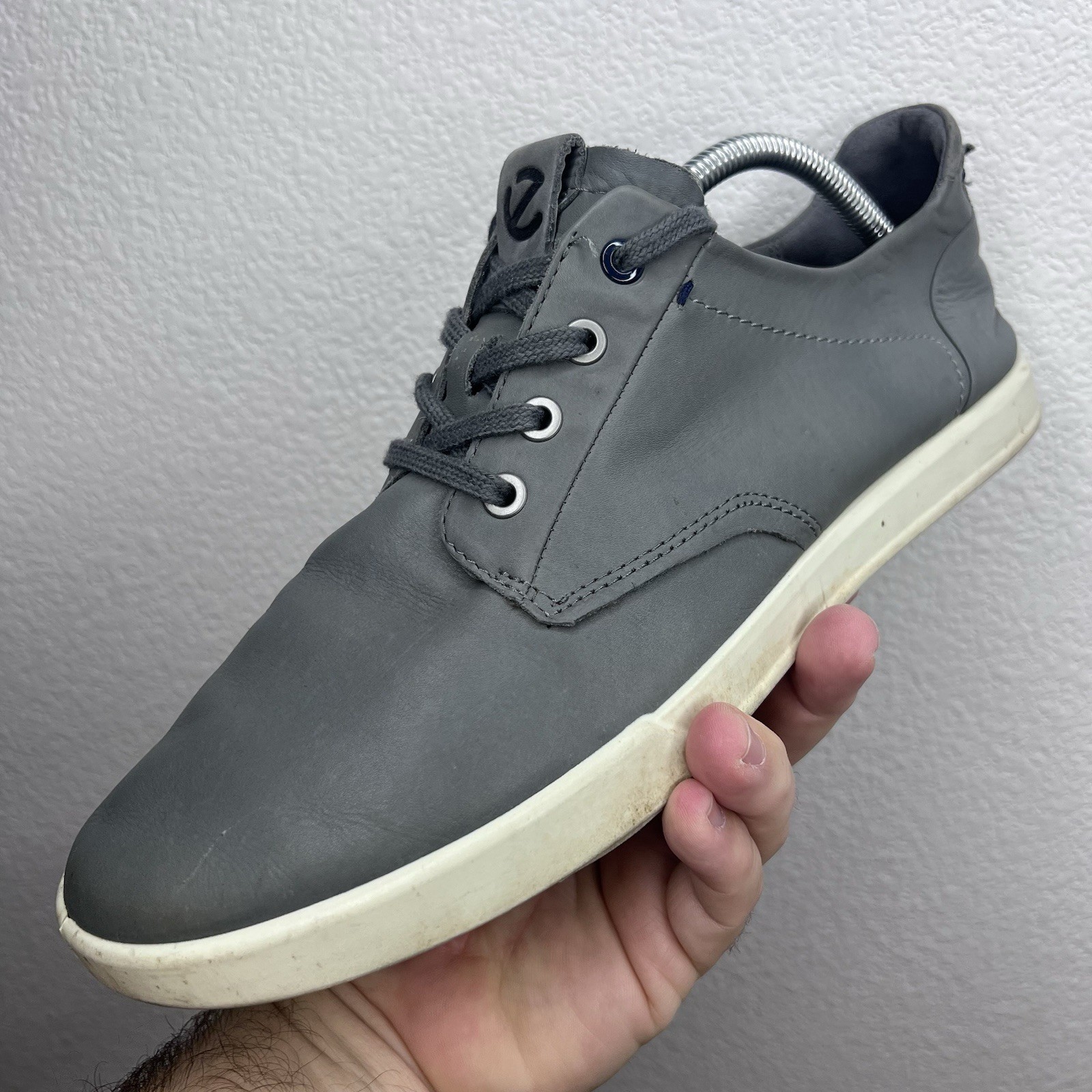 Ecco Shoes Mens 9 Collin 2.0 CVO Gray Leather Lace Up Sneakers