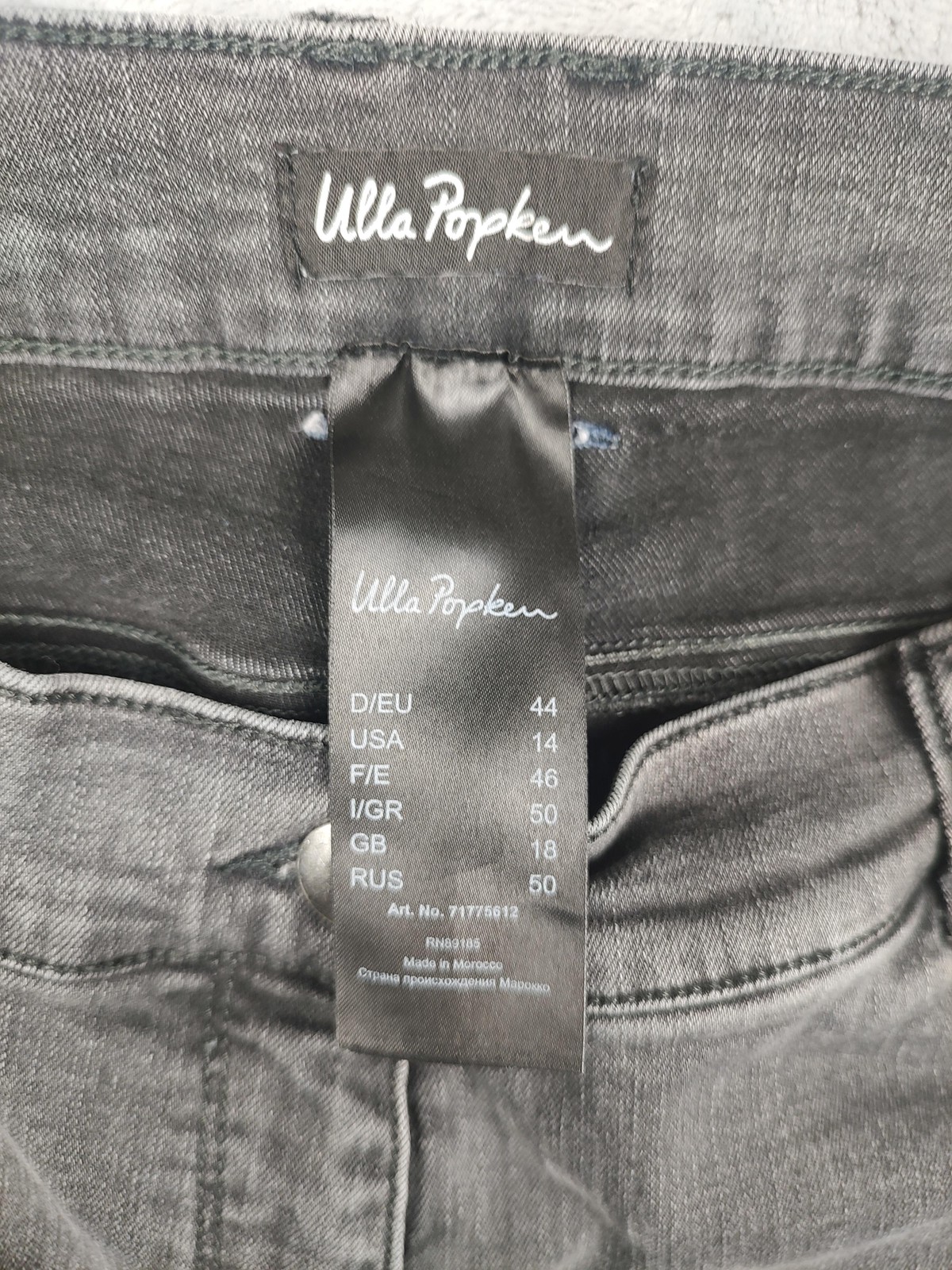 Ulla Popken Jeans Womens 14 Gray High Rise Skinny Side Zip Denim Charcoal Wash