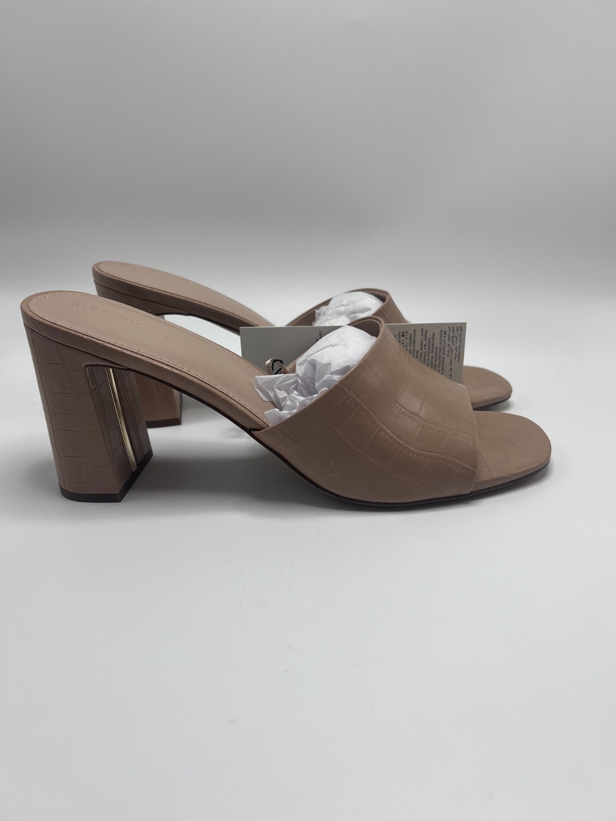 The Drop Pattie Women’s Heeled Mules Natural Embossed Croc Size 11 Shoes