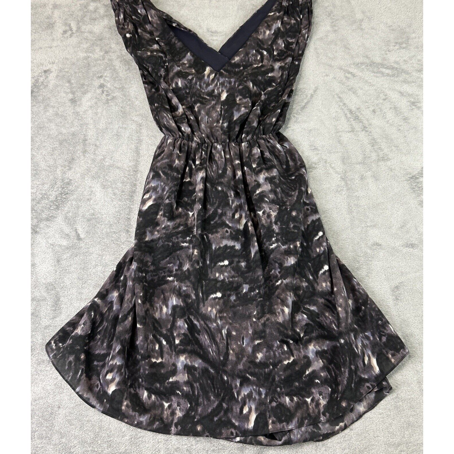 MM Couture by Miss Me Medium Black Purple Abstract Criss Cross Back Dress Party