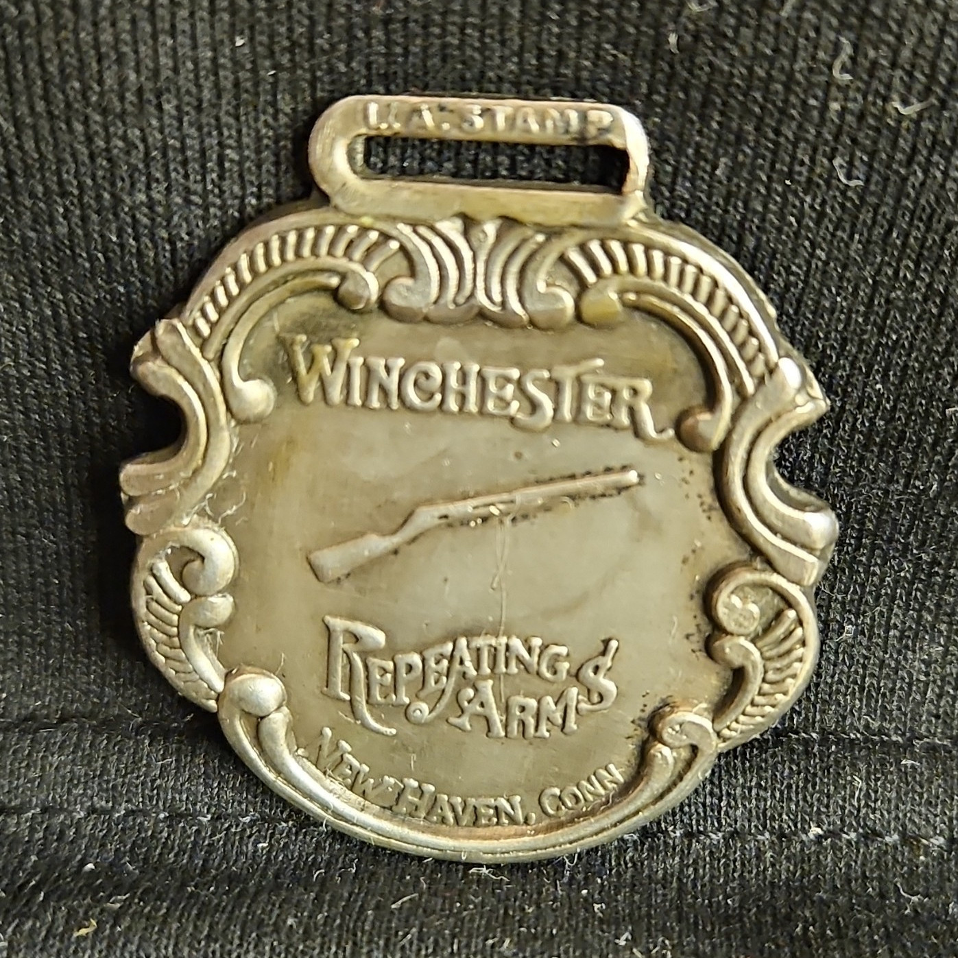 Winchester Metal Western Belt Buckle Antique Finish Silver 1.5in Rifle Logo