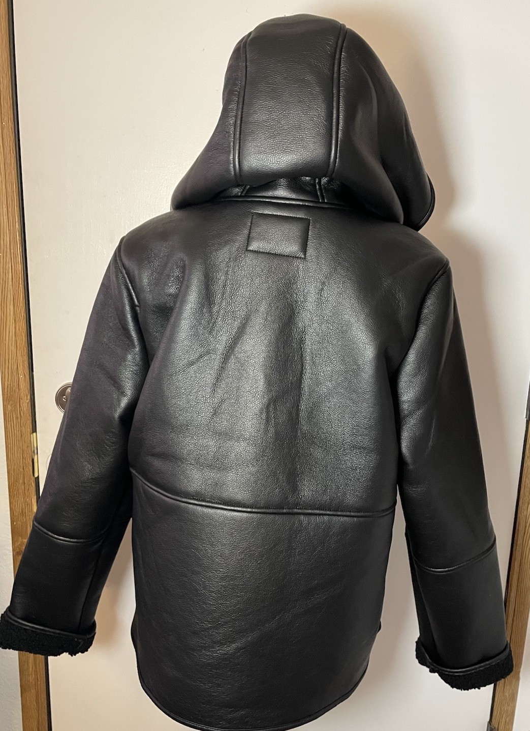 Bearpaw Faux Leather Faux Fur Hooded Moto Jacket Motorcycle Black XL $200 NWOT