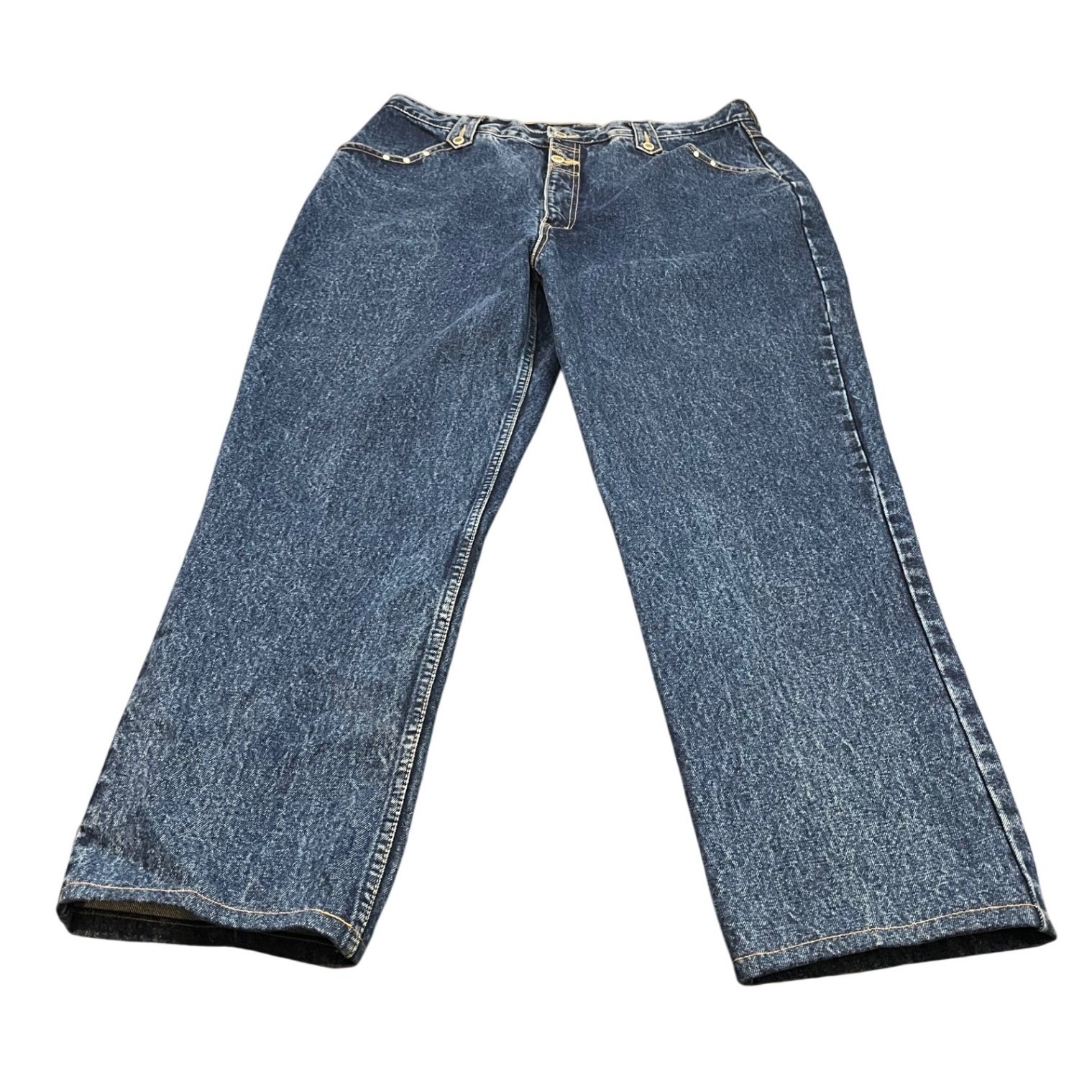 Lawman Western Jeans Womens 21/22 Blue Relaxed Fit High Rise Studded 90s Vintage