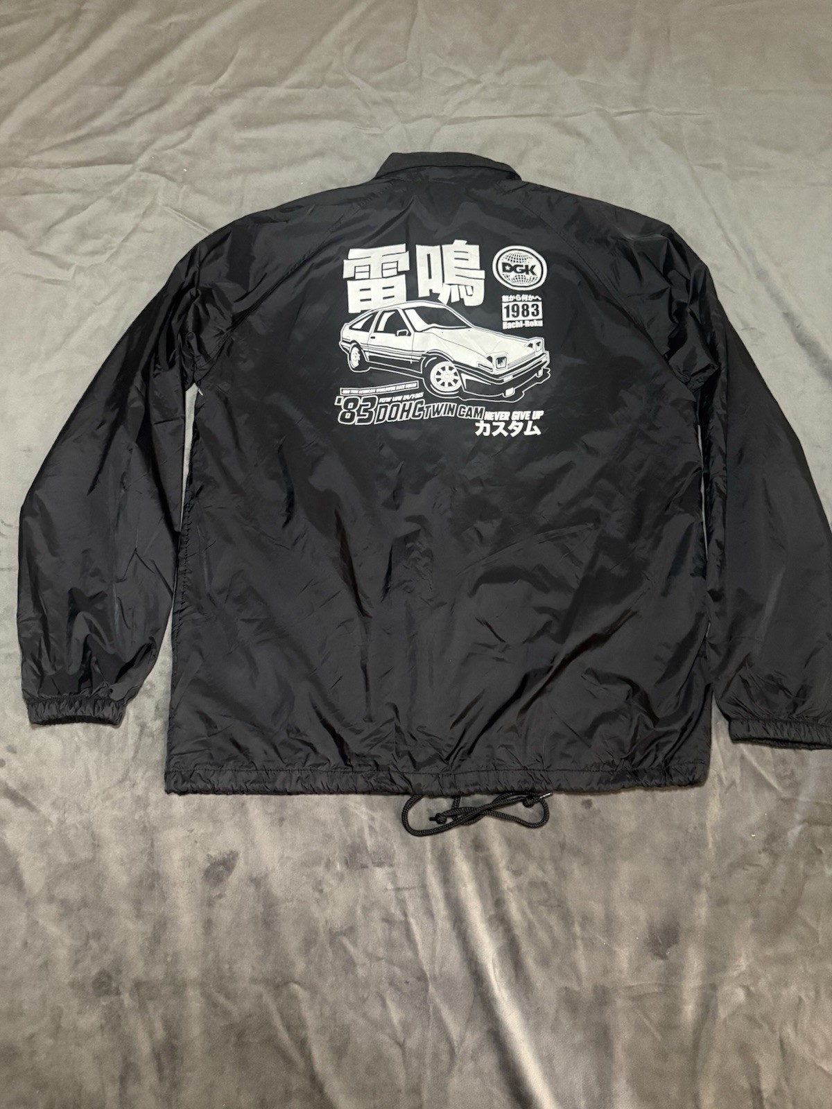 DGK Men’s Coach Jacket Snap Front Lightweight Graphic Print Black XL