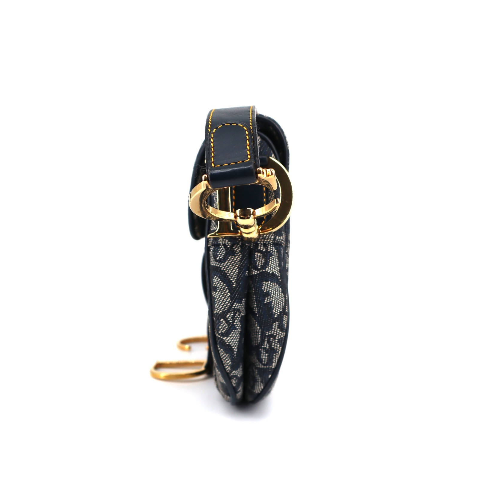 [Pre-owned] Christian Dior Trotter Double Saddle Bag Canvas Navy