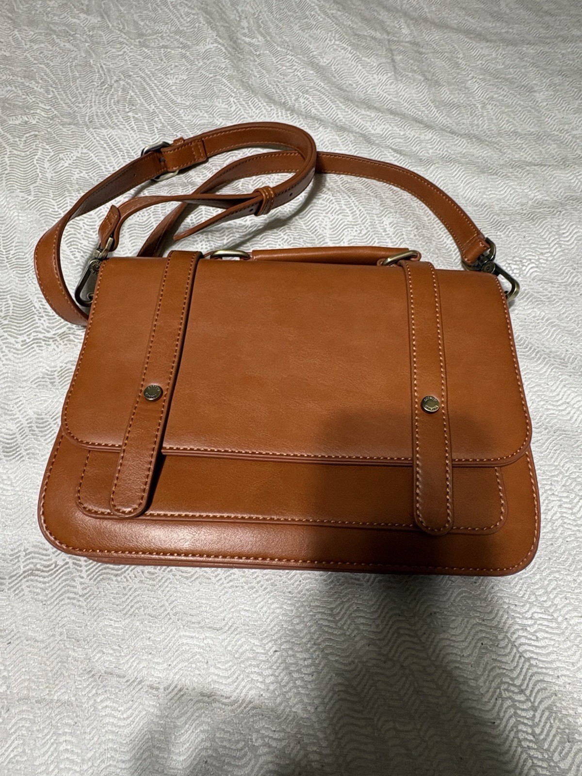 ECOSUSI Brown FAUX Leather messenger bag