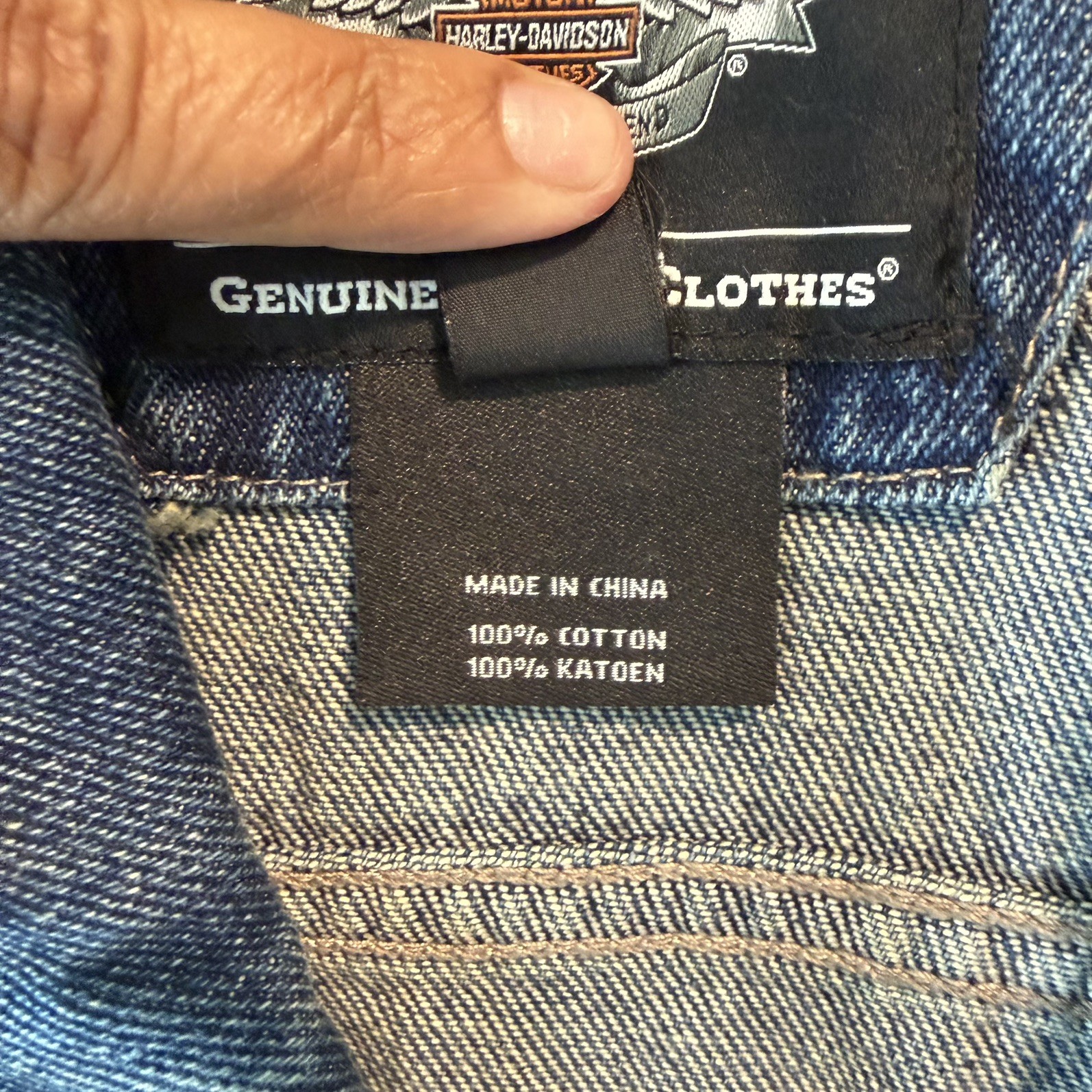 HARLEY DAVIDSON MOTORCLOTHES EMBROIDERED PATCH Denim Jean Jacket Vest Blue XL