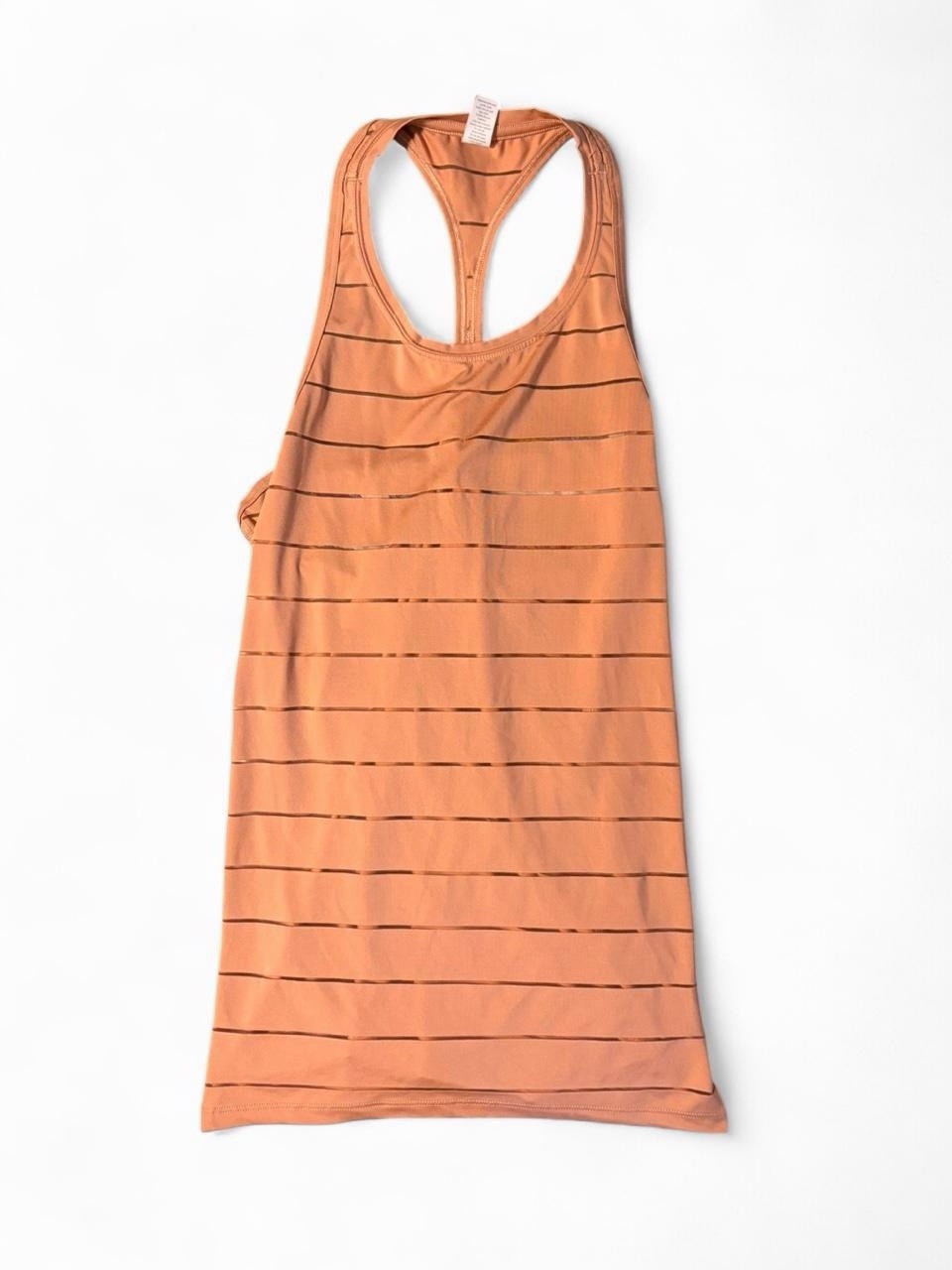 Athleta Mesh Stripe Racerback Tank Top Rose Pink / Terracotta Size S