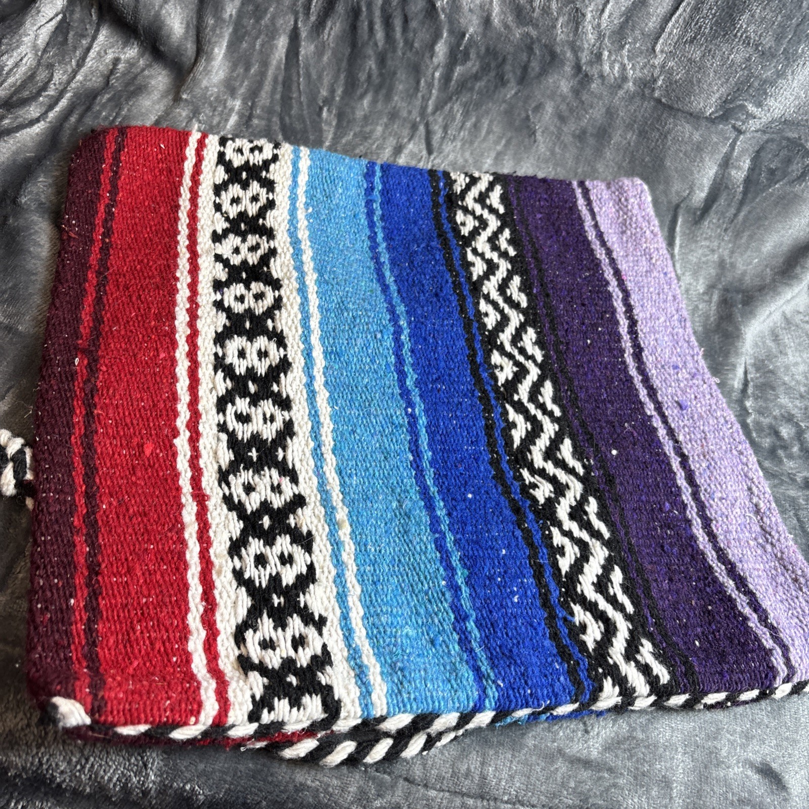 Mexican Blanket Purse Tote Bag Red Blue Purple Rectangle Crossbody Woven Boho