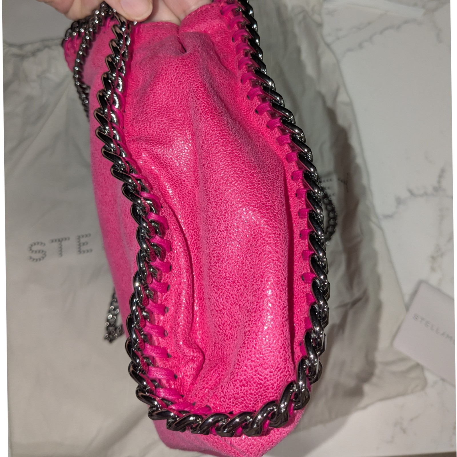 Stella McCartney Falabella Mini Tote Bag In Fuchsia Shaggy Deer Authentic NEW