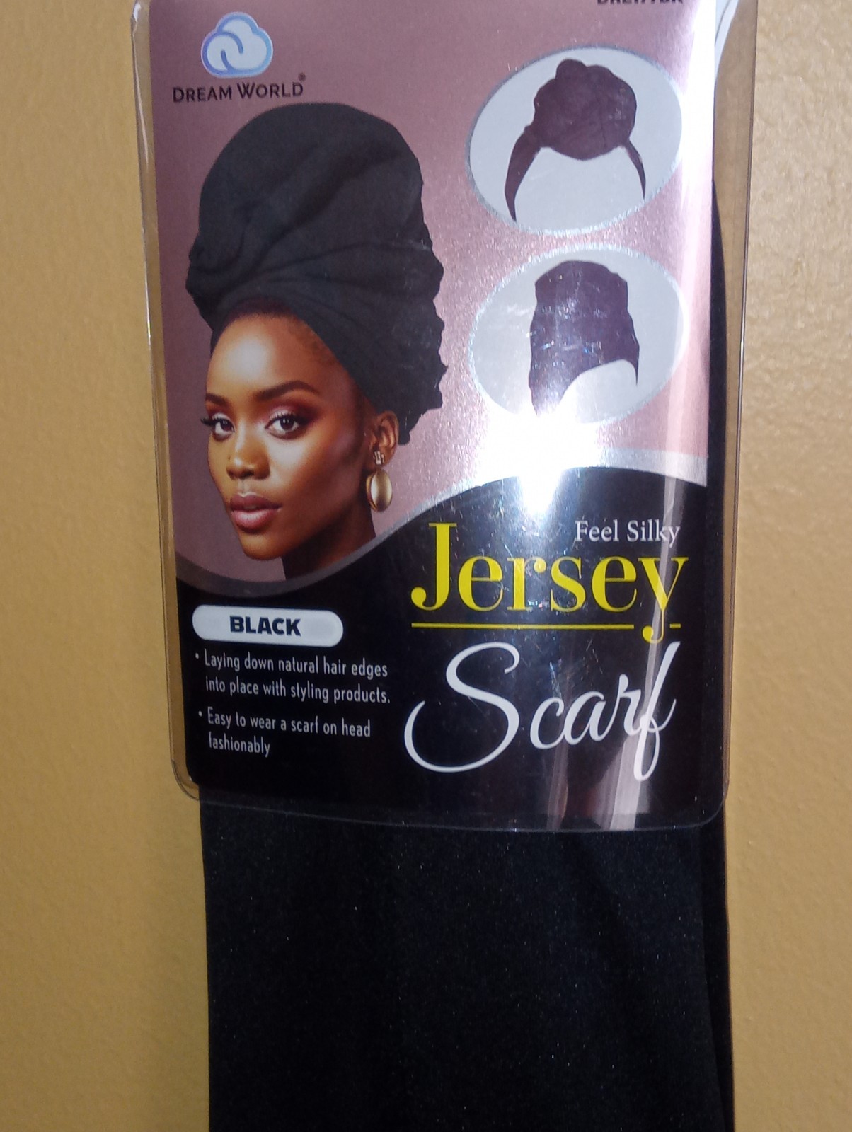 Dream World Silky Feel Jersey Scarf/Head Wrap, #DRE177BK, See Size Details Below