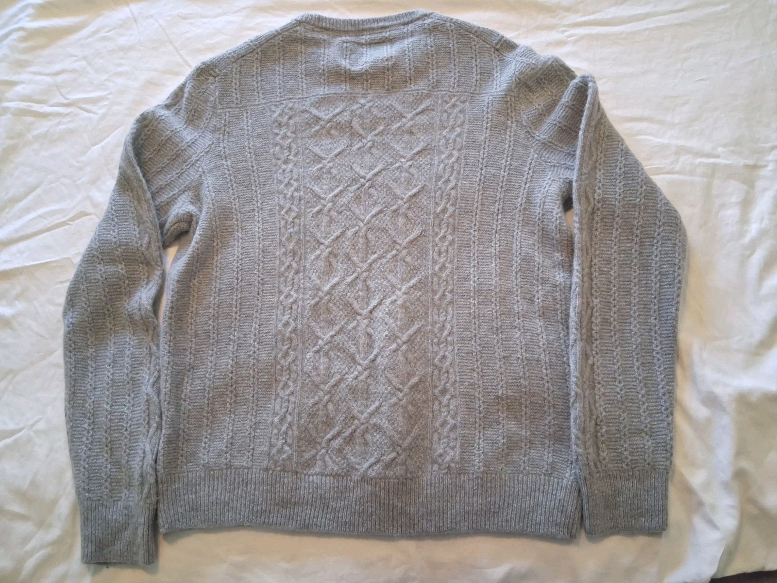 Jos. A. Bank 1905 Wool Blend Sweater Mens Large L Gray Cable Knit Crewneck Soft
