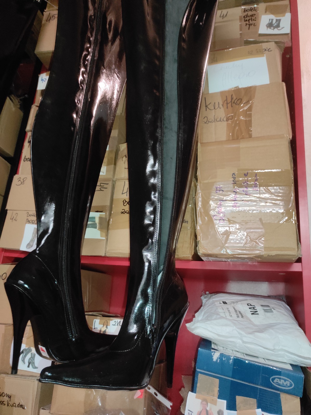 Clearance Rubber Boots Over The Knee Many Colours Heel 13cm 41 42 43 44 45 46 47