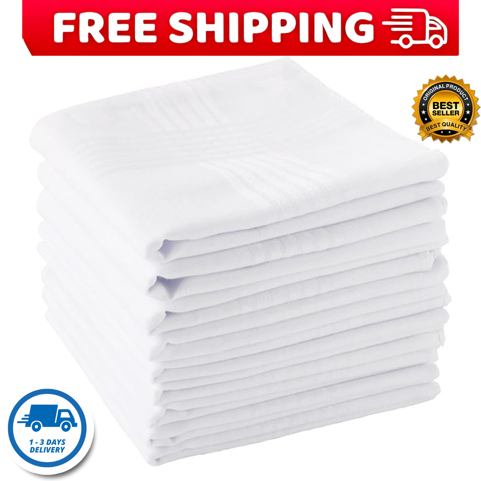 Scotamalone Men’S Handkerchiefs 100% Soft Cotton White Hankie Hankerchieves