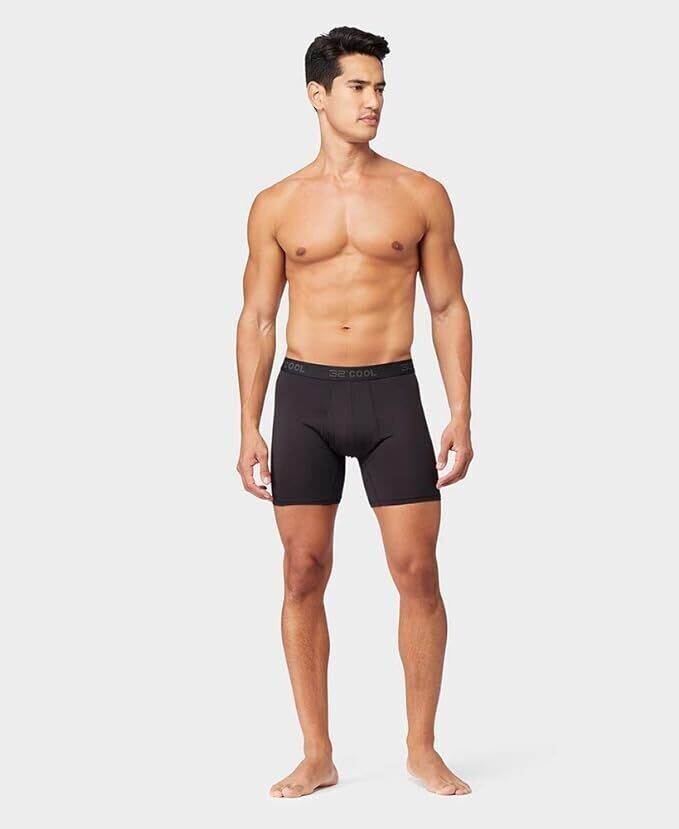 32 Degrees Cool Men’s 3-Pack Comfort Mesh Boxer Brief, Black, Size M