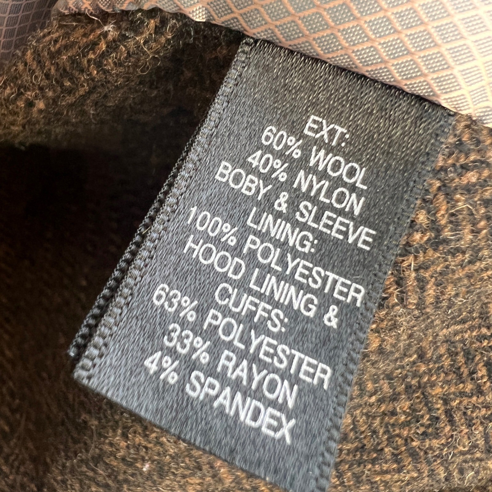 Betabrand Herringbone Academic Zip Front Hoodie Jacket Wool Brown Elbow Patches
