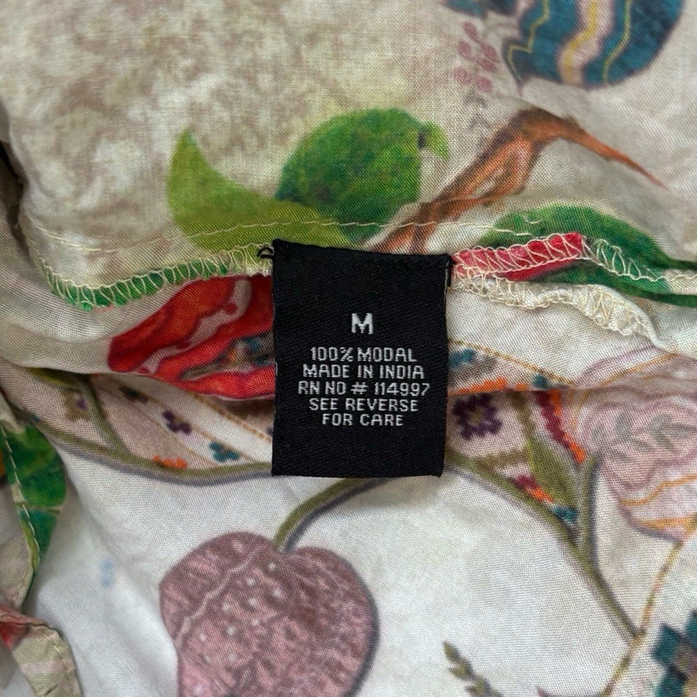 Tolani Size Medium Ivory Multicolor Floral Asymmetric Hem Tunic Top Fairy Travel