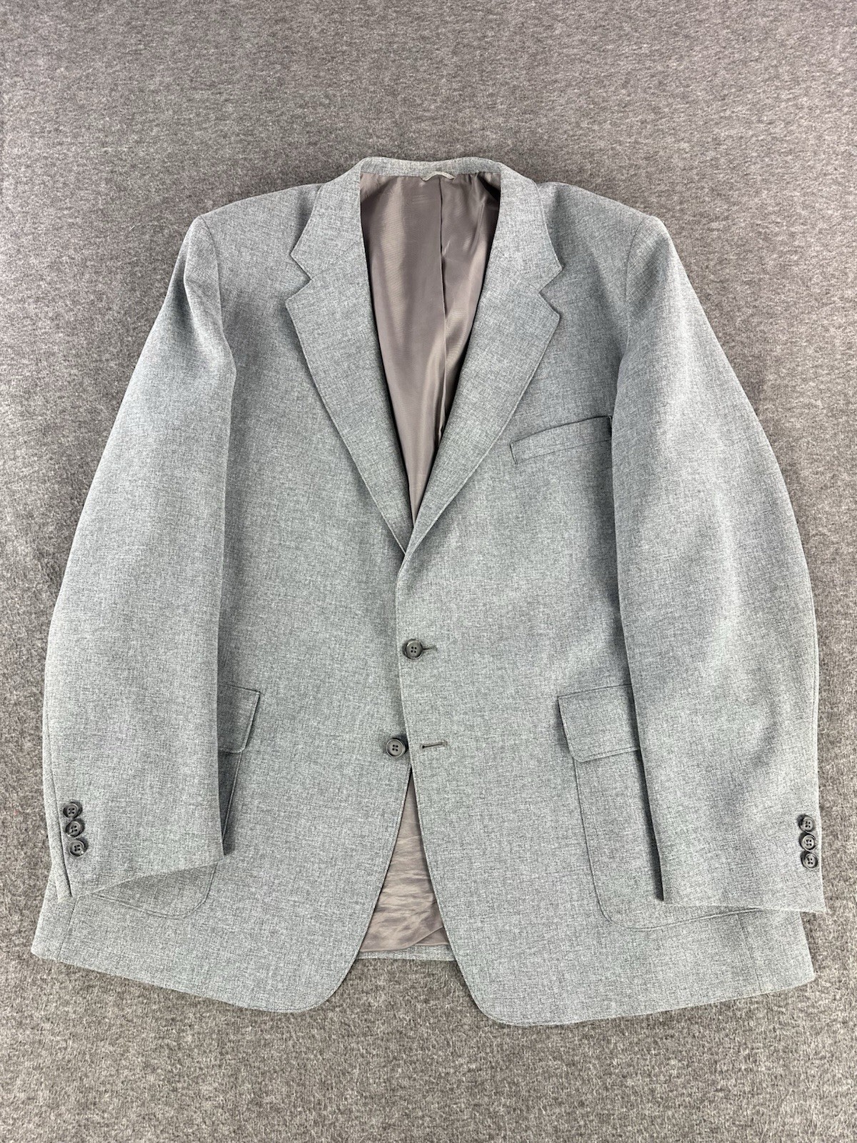 VTG 70s Levi’s Action 2 Piece Suit Gray 48L Pants 40×32 Daycare Retro Old Money