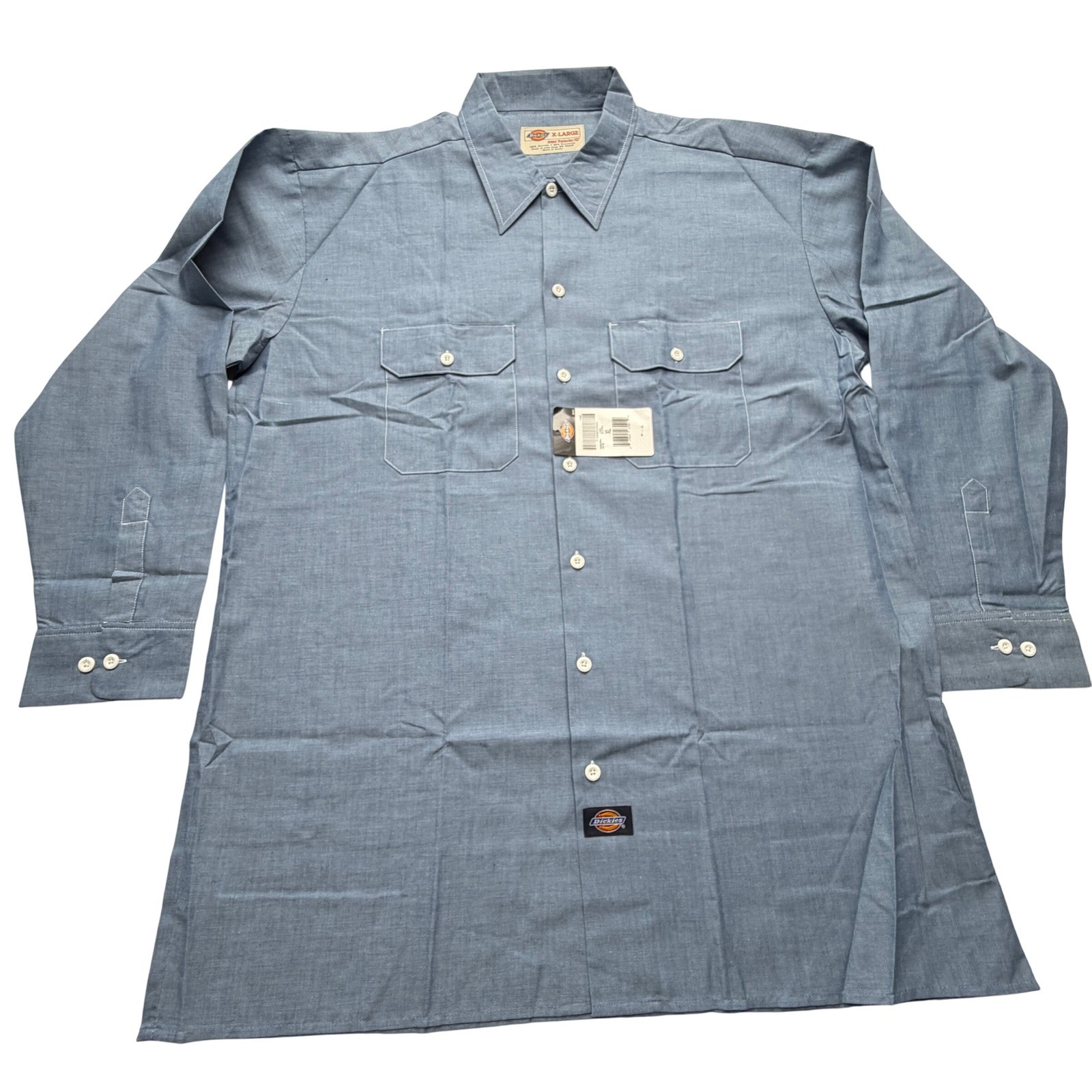 Dickies Long Sleeve Chambray Work Shirt Mens XL Blue