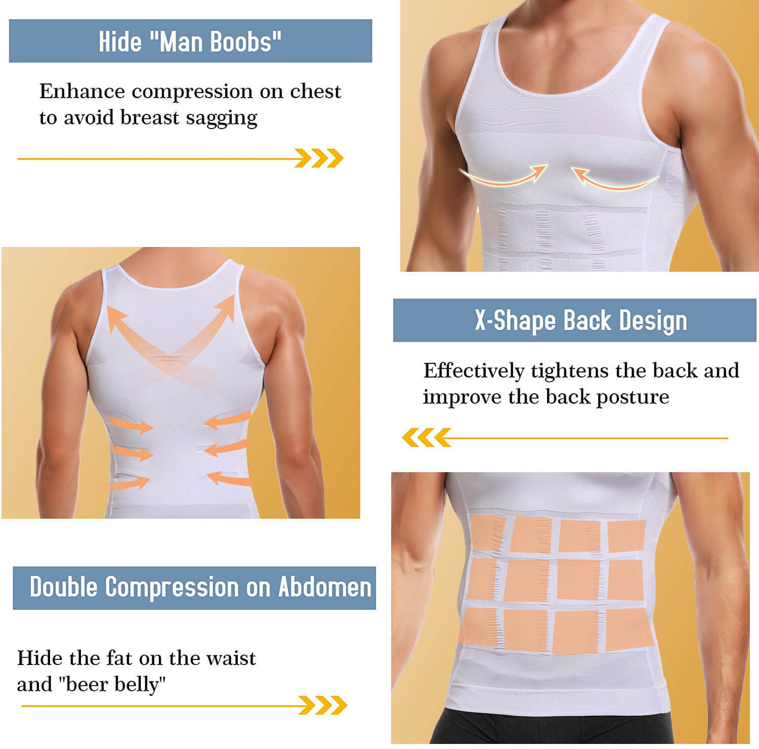 1-3 Pack Compression Shirts for Men Slimming Body Shaper Vest Fajas para Hombres