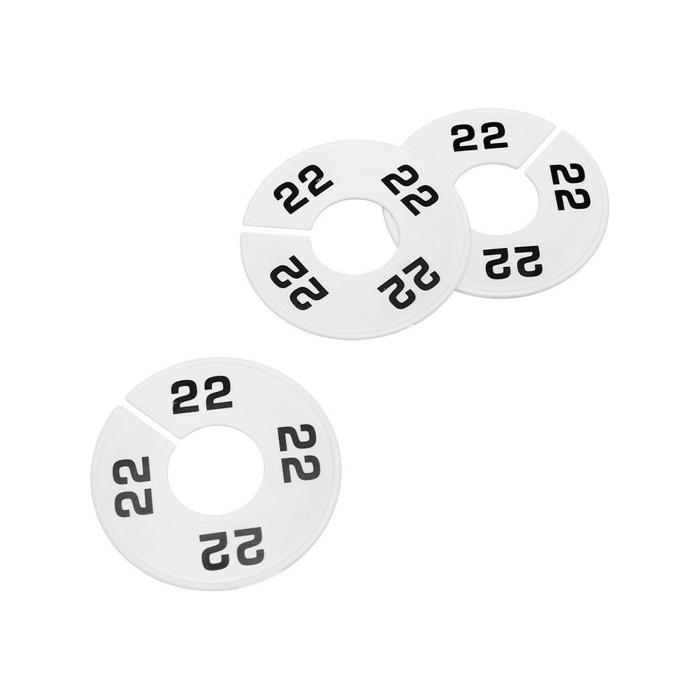 10 PCS WHITE 3-1/2″ Round Plastic SIZE 22 Dividers Hangers Retail Clothing Rack