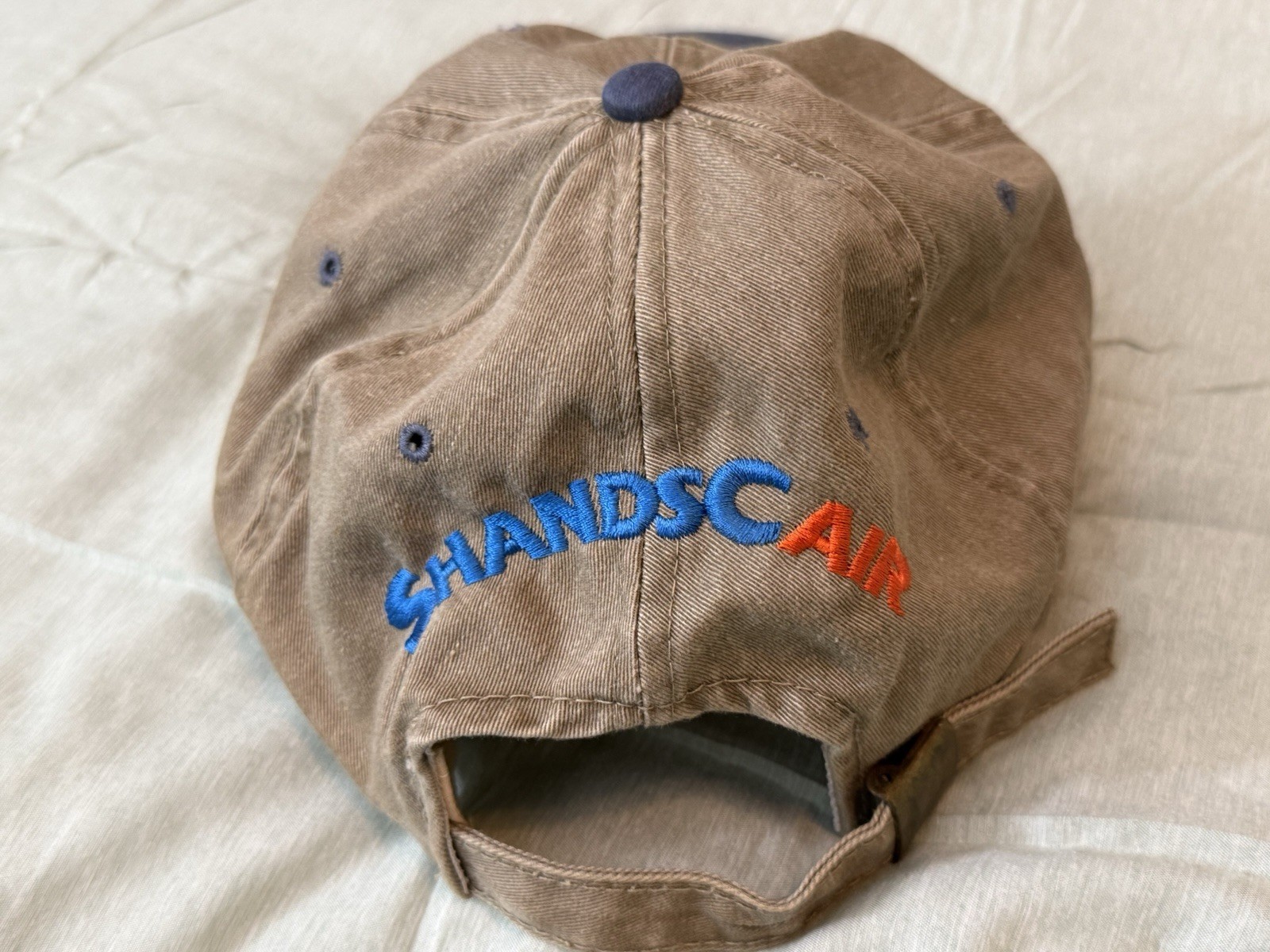 Tan/Blue Embroidered Hat Adjustable Strapback Unisex-Shandscair
