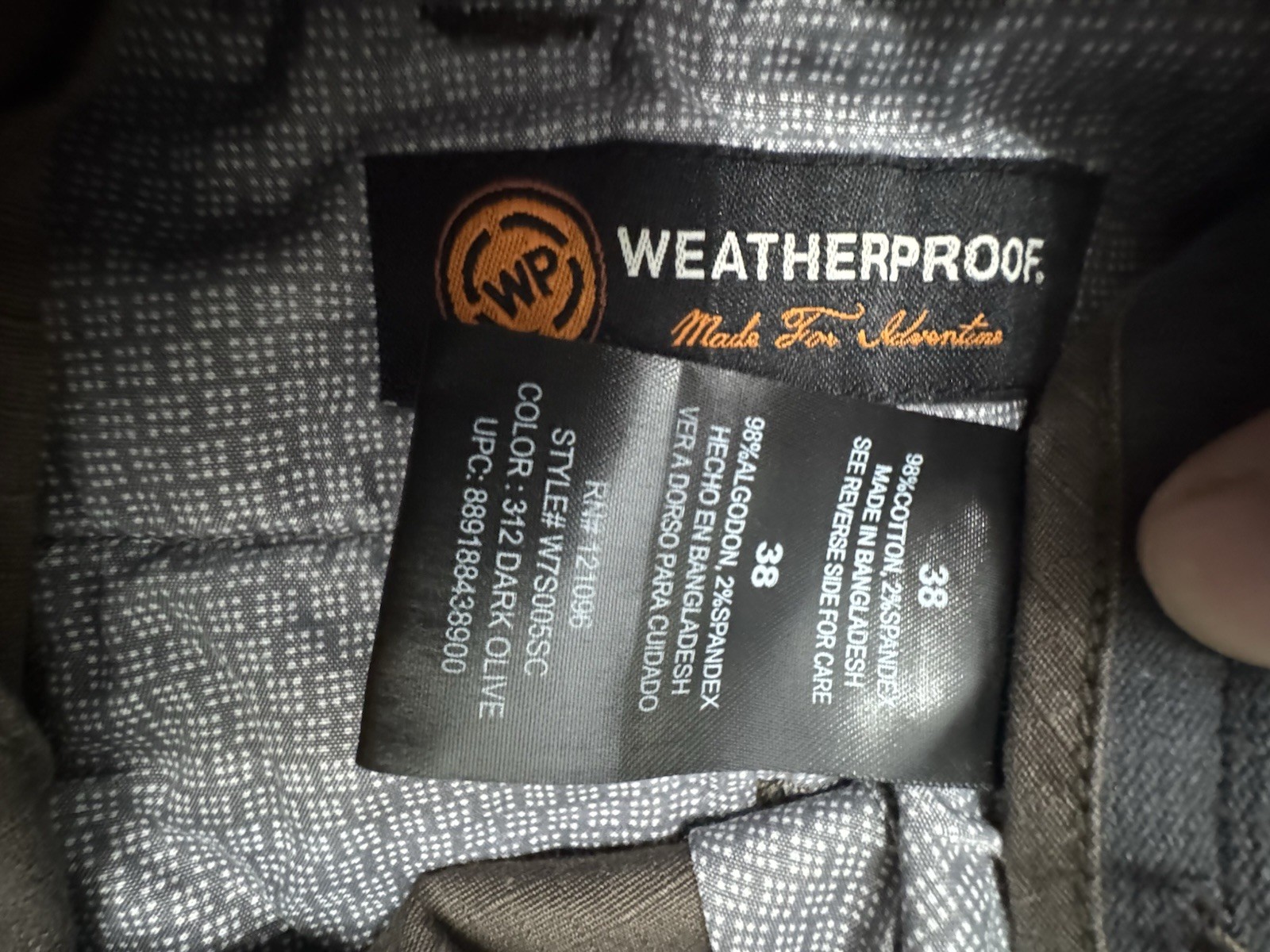 Weatherproof Men’s Dark Olive Chino Shorts Cotton/Spandex Drawstring Pockets