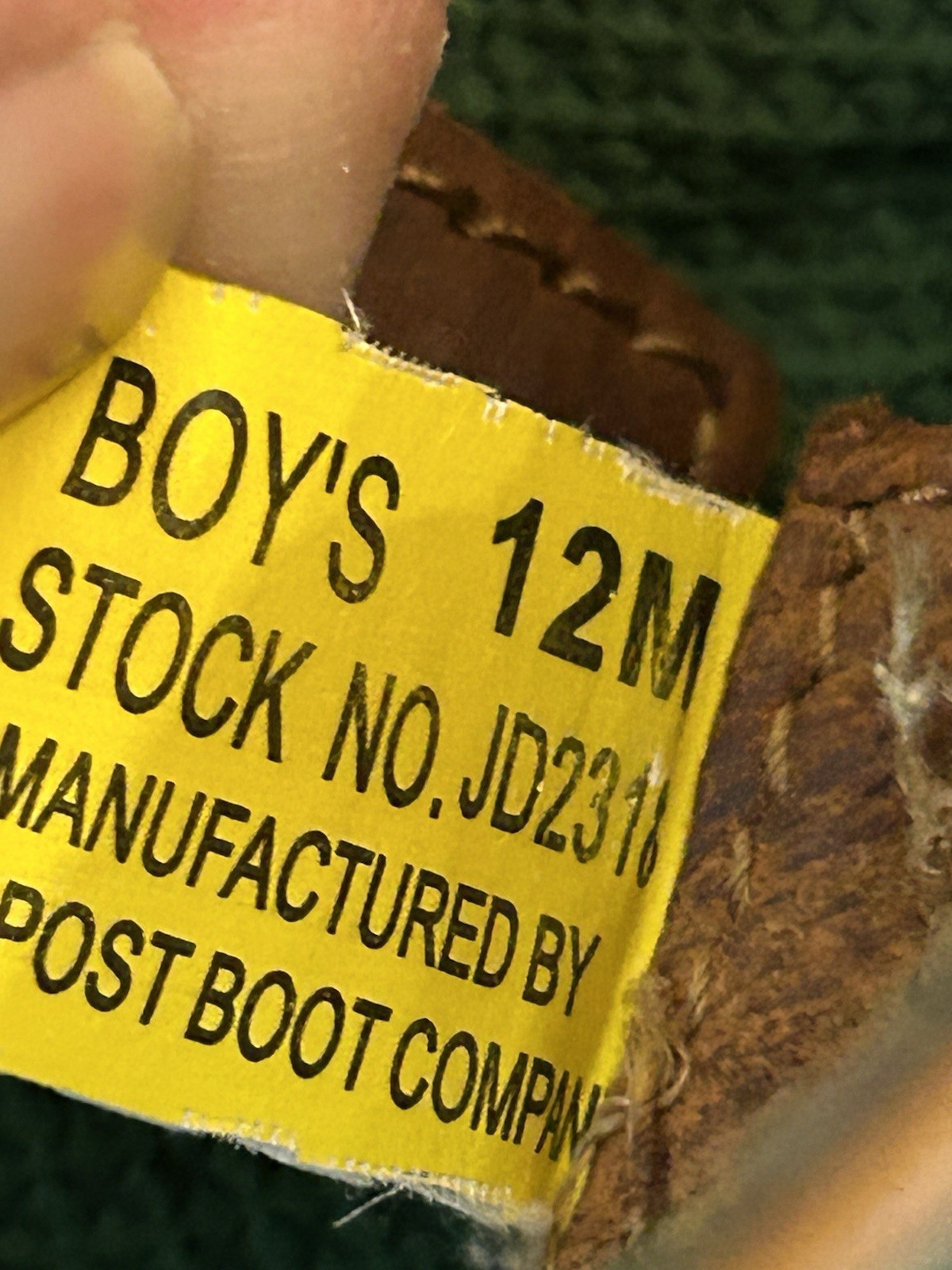 John Deere Dan Post Boot Co Brown Green Leather Cowboy Boots JD2316 Boys 12M