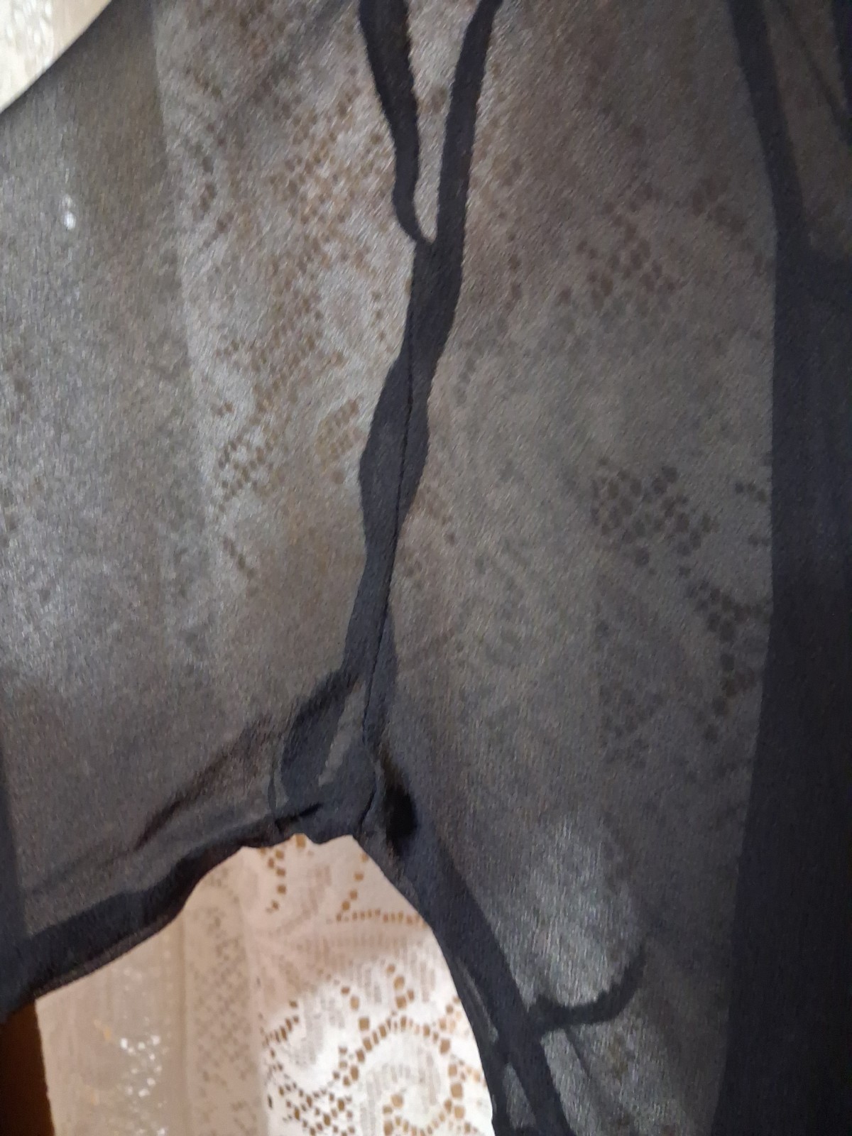 Black Silk Long Sleeve Sheer Blouse With Inner Black Camisole. Nwot Size…