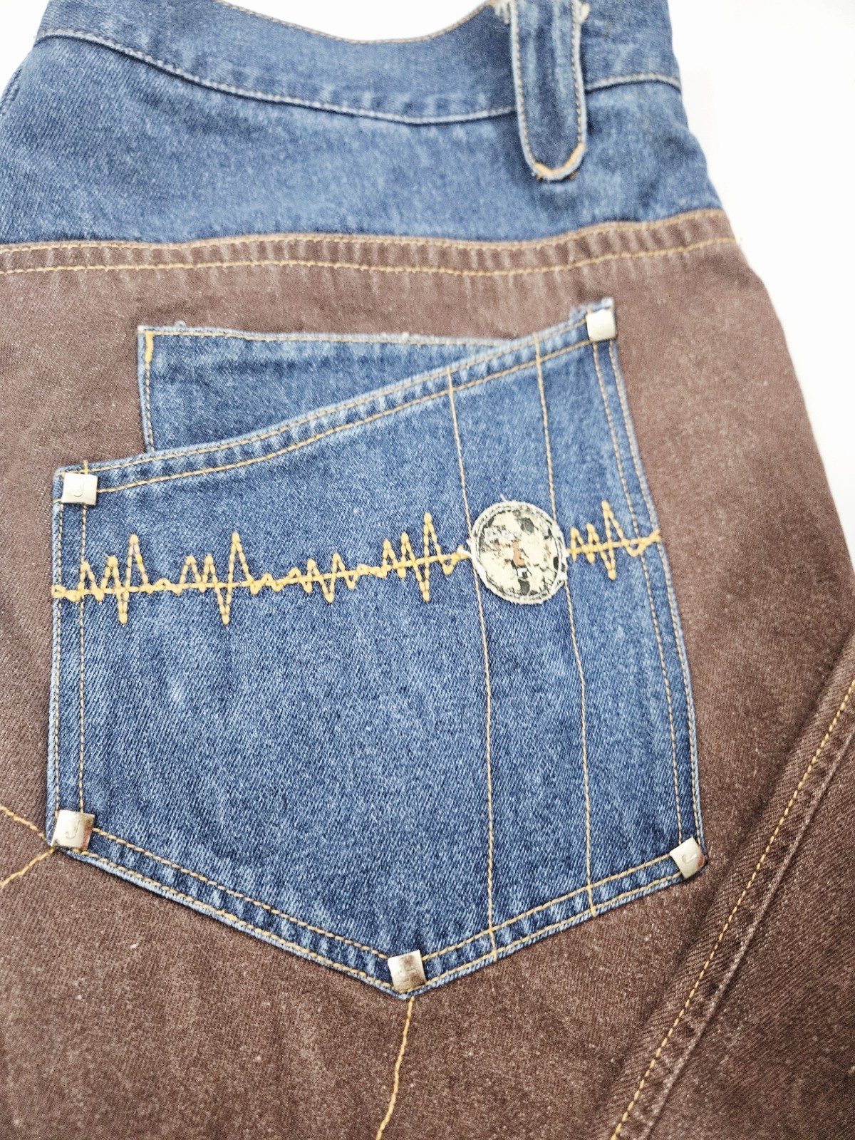 Vintage 90s Jagged 581 Y2K Denim Patch Baggy Fit Jeans Size 42