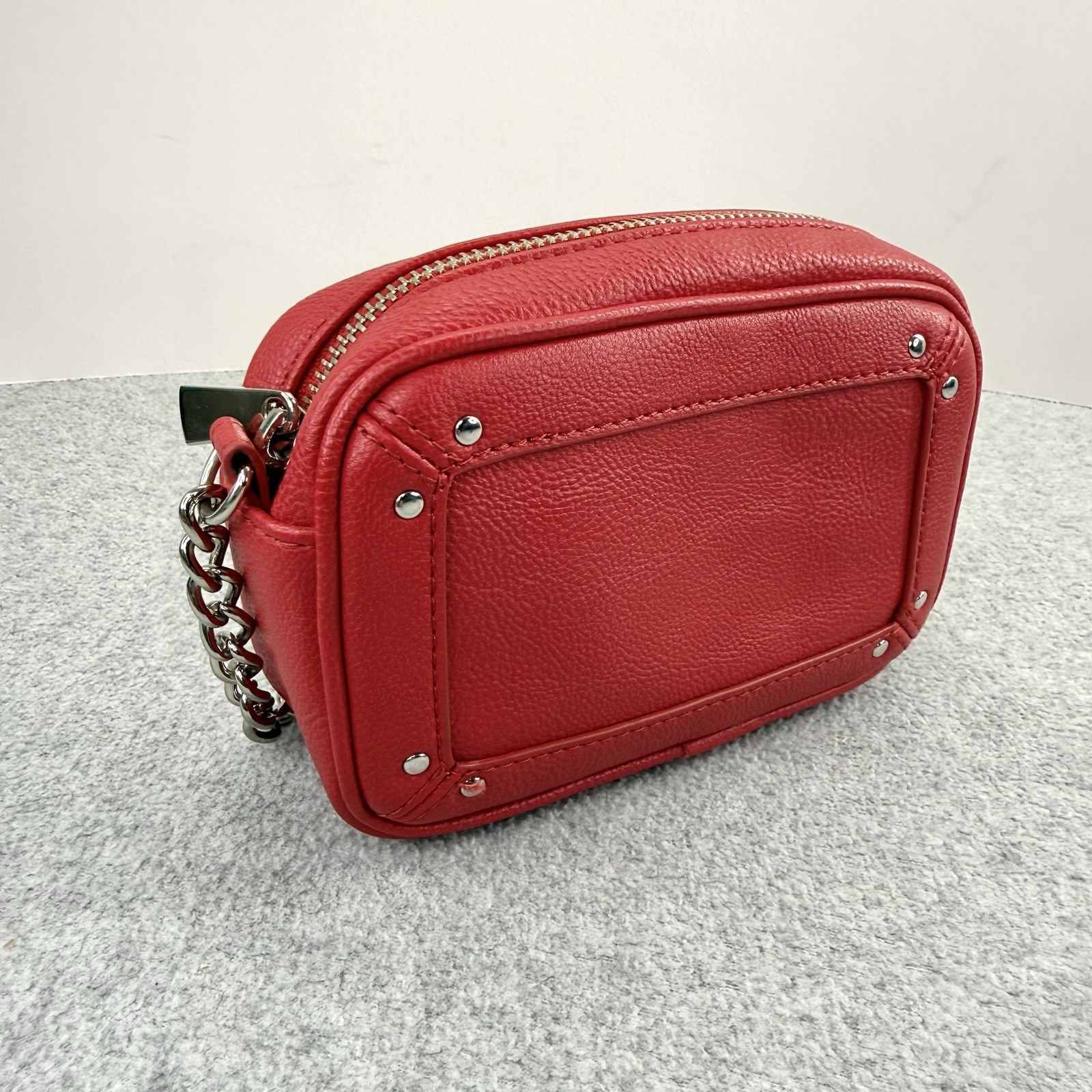 Express Mini Red Faux Leather Crossbody Bag Chain Strap Shoulder Purse