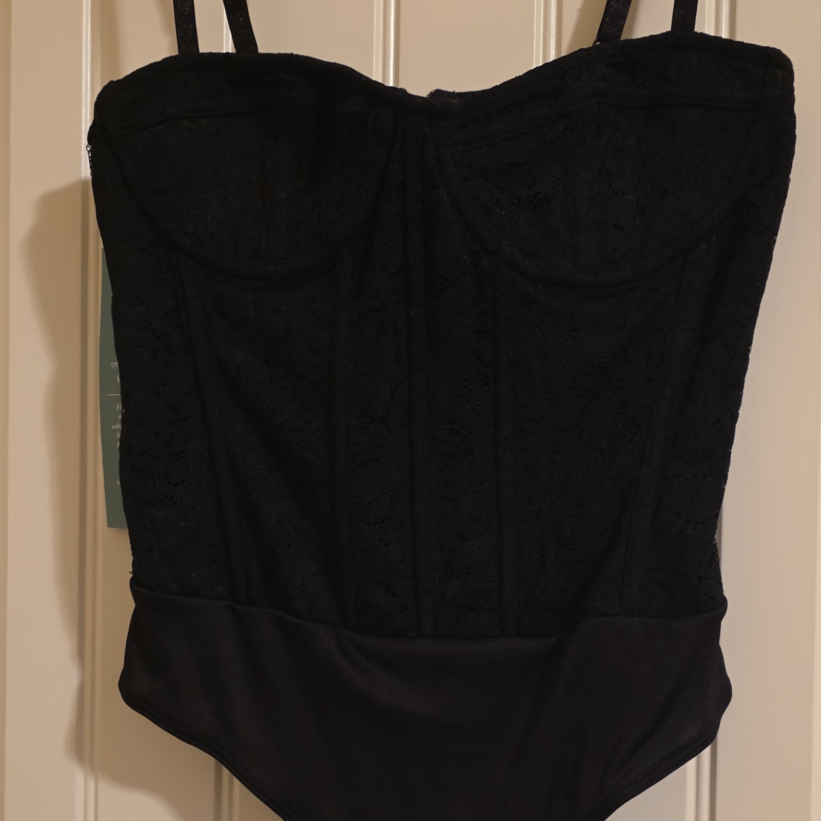 Johnny Wujek for JCPenney Black Zip Bodysuit Adjustable Strap Solid Size 7