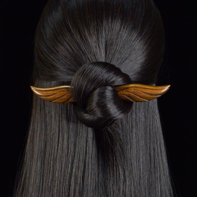 15cm Wooden Hairpin Handcrafted Chinese Style Bun Stick Hair Accessories 1pc