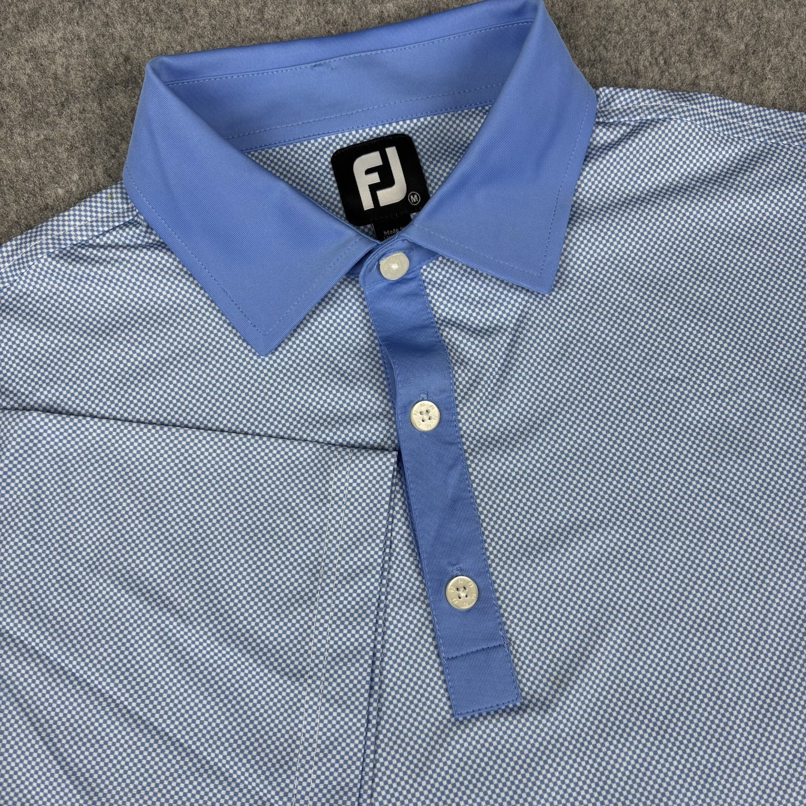 Footjoy Polo Shirt Mens Medium Blue Shirt Sleeve Golf Stretch Atheltic Casual