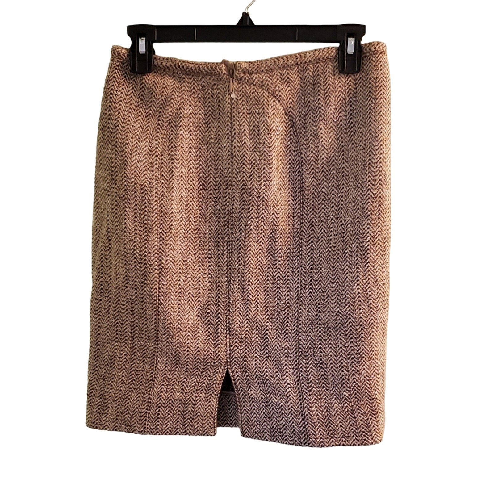 VINTAGE Armani Collezioni 90s Classic Designer Tan Woven Pencil Skirt Size 6