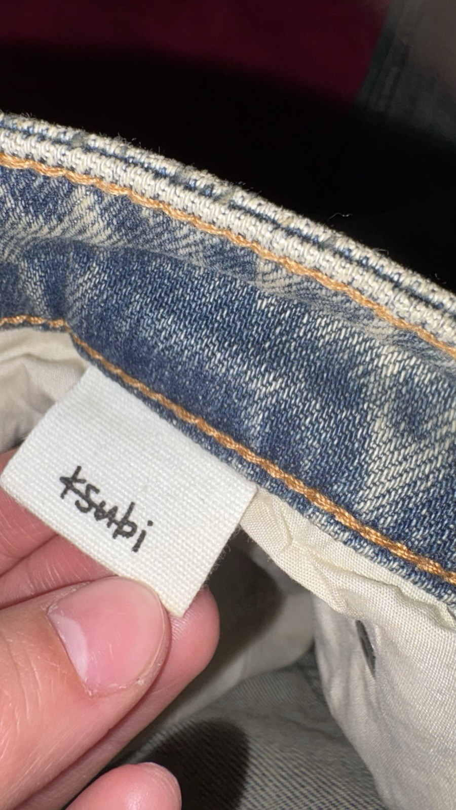 Ksubi Men’s Blue Light Wash Stretch Straight Leg Jeans Logo Embroidered
