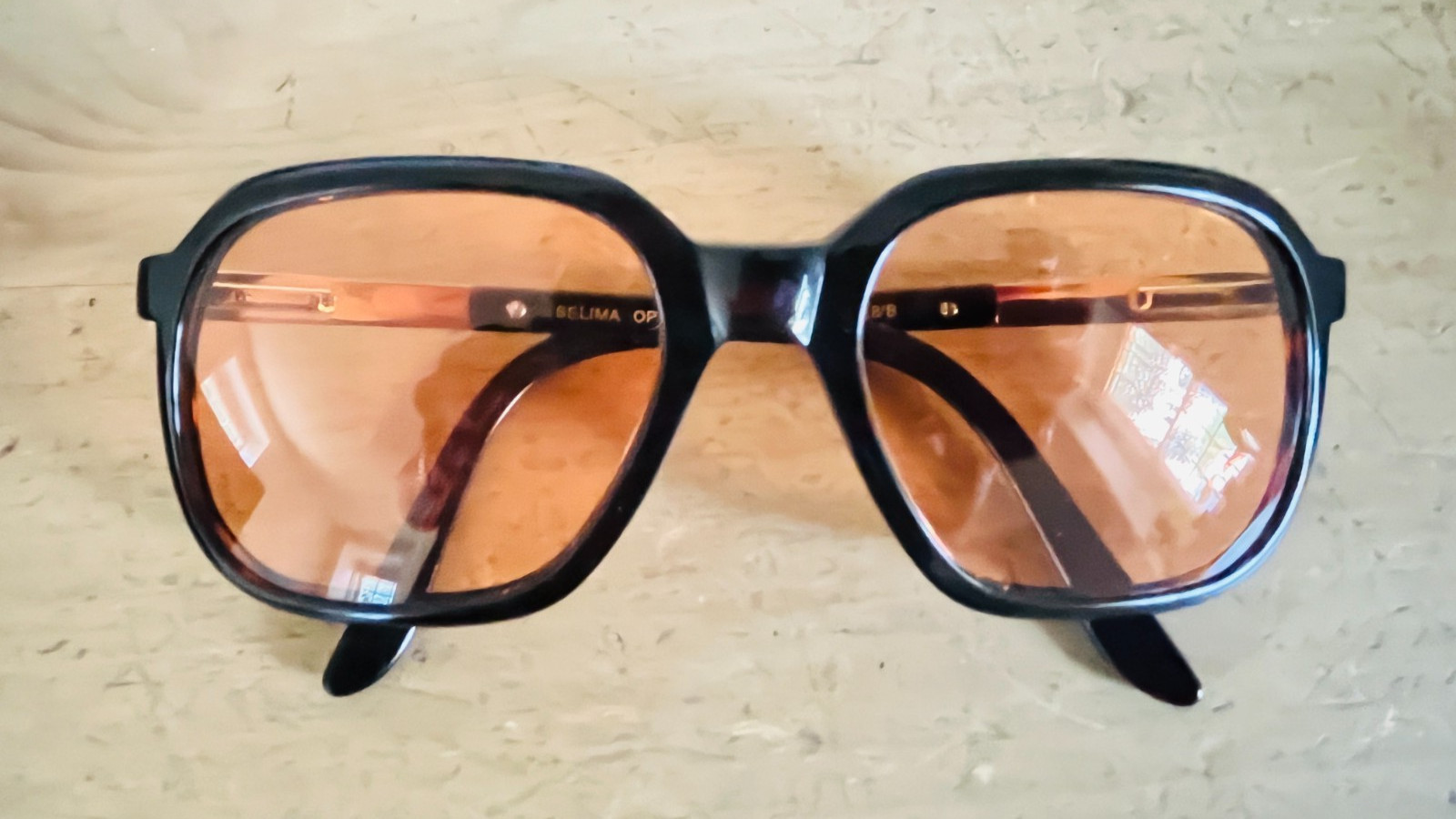 Selima Optique Maestro Sunglasses in Dark Tortoise with Orange Lenses with Case