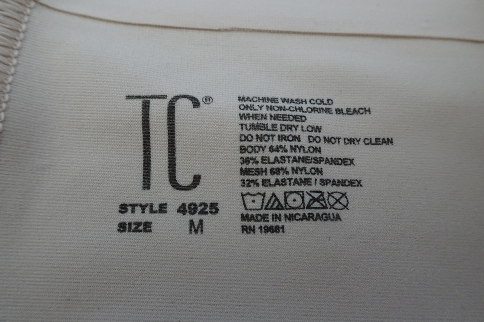 NWT TC Fine Intimates Total Contour Hi-Waist Brief Panty 4925 XFIRM Size M Beige