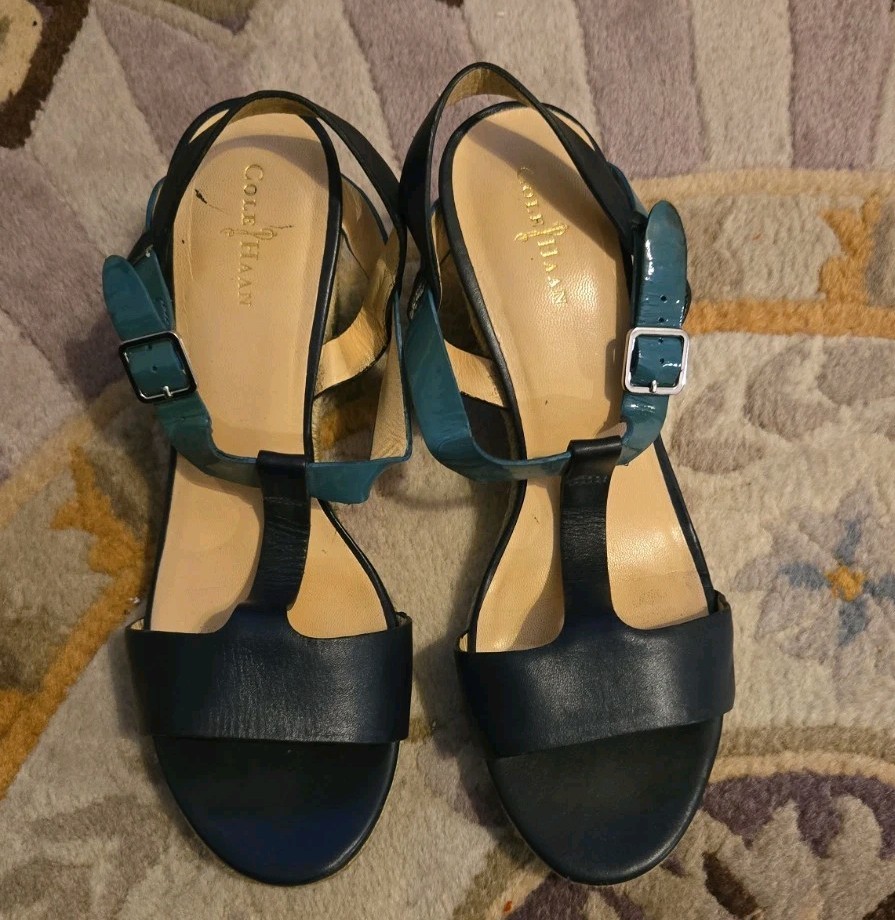 Cole Haan Leather Espadrilles In Shades of Blue Size 8.5M Women’s