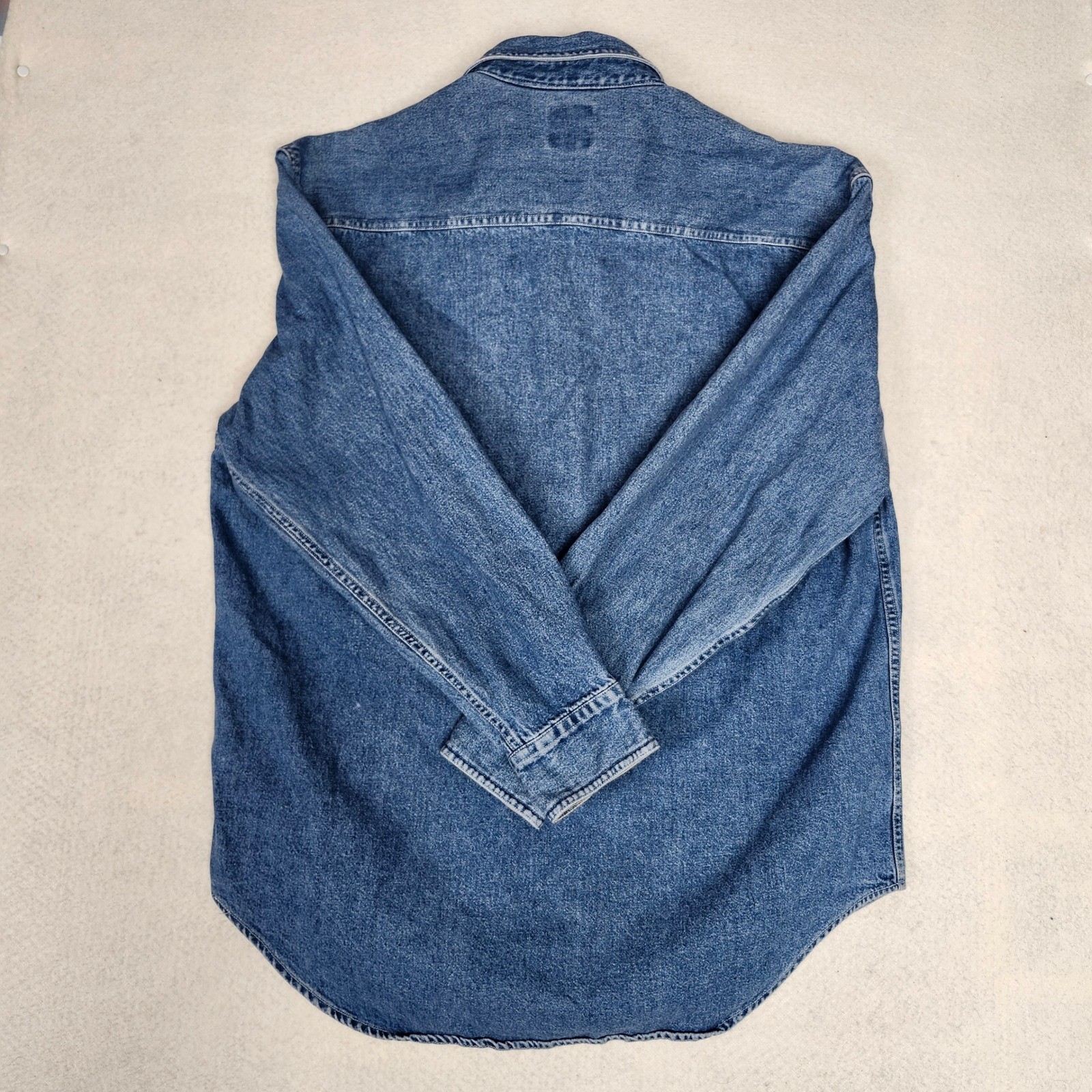 Vintage 90s GAP Denim Shirt Button Up Medium Wash Grunge Shacket Workwear Large