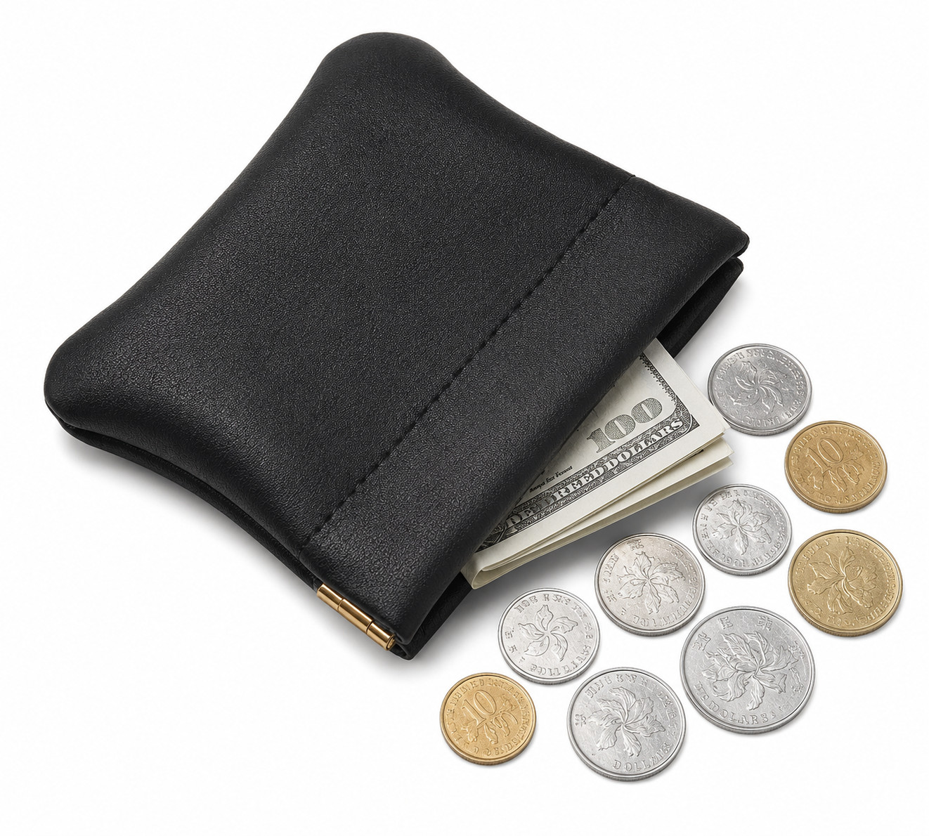 Leather Squeeze Coin Purse Pouch Change Holder For Men & Women – Balck [NEW]